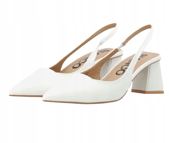 Bianco Bílé Lakované Lodičky Na Špici S Páskem 41 T7F