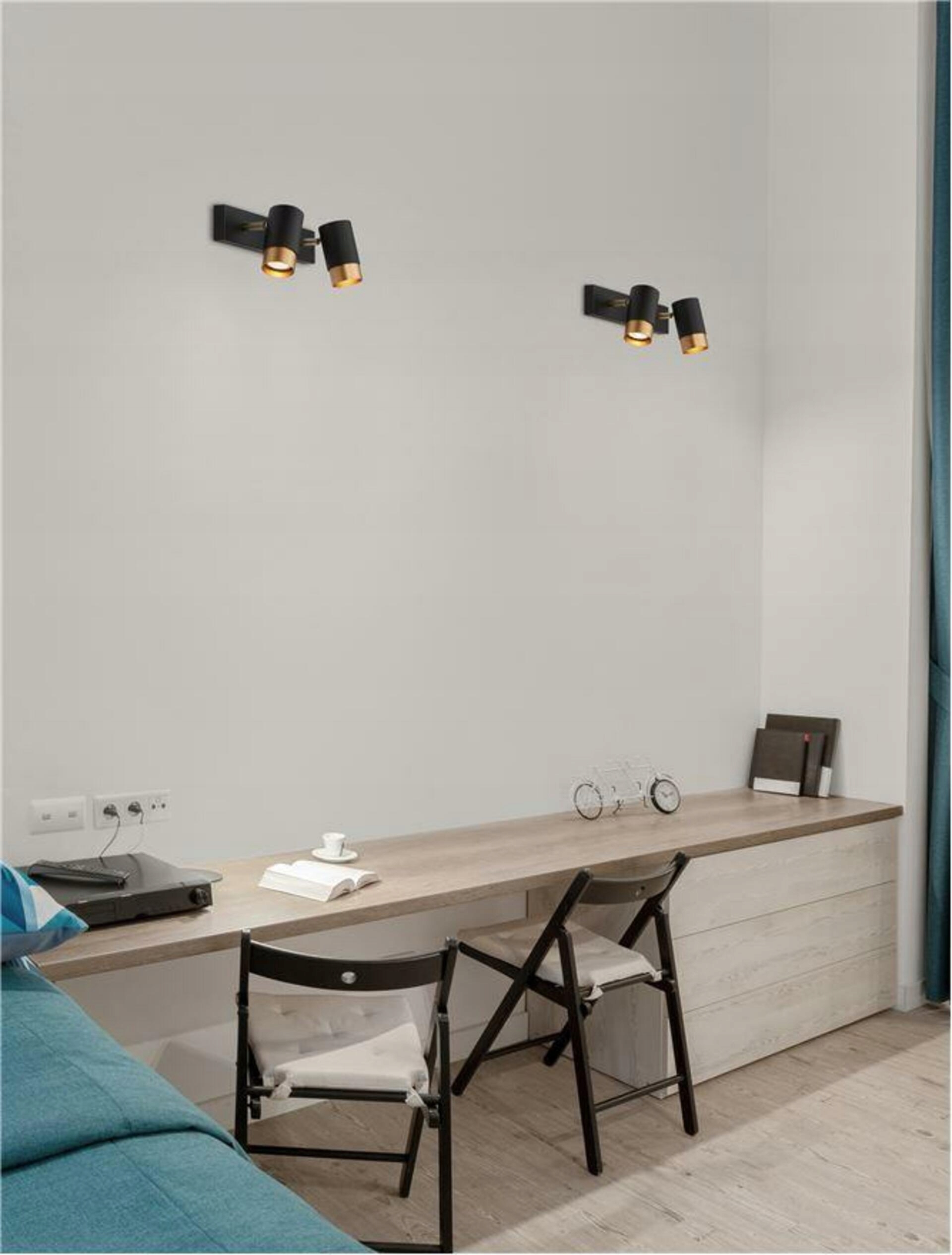 Nova Luce bodové svietidlo Pogno čierna a zlatý hliník GU10 2x10W IP20 220-24