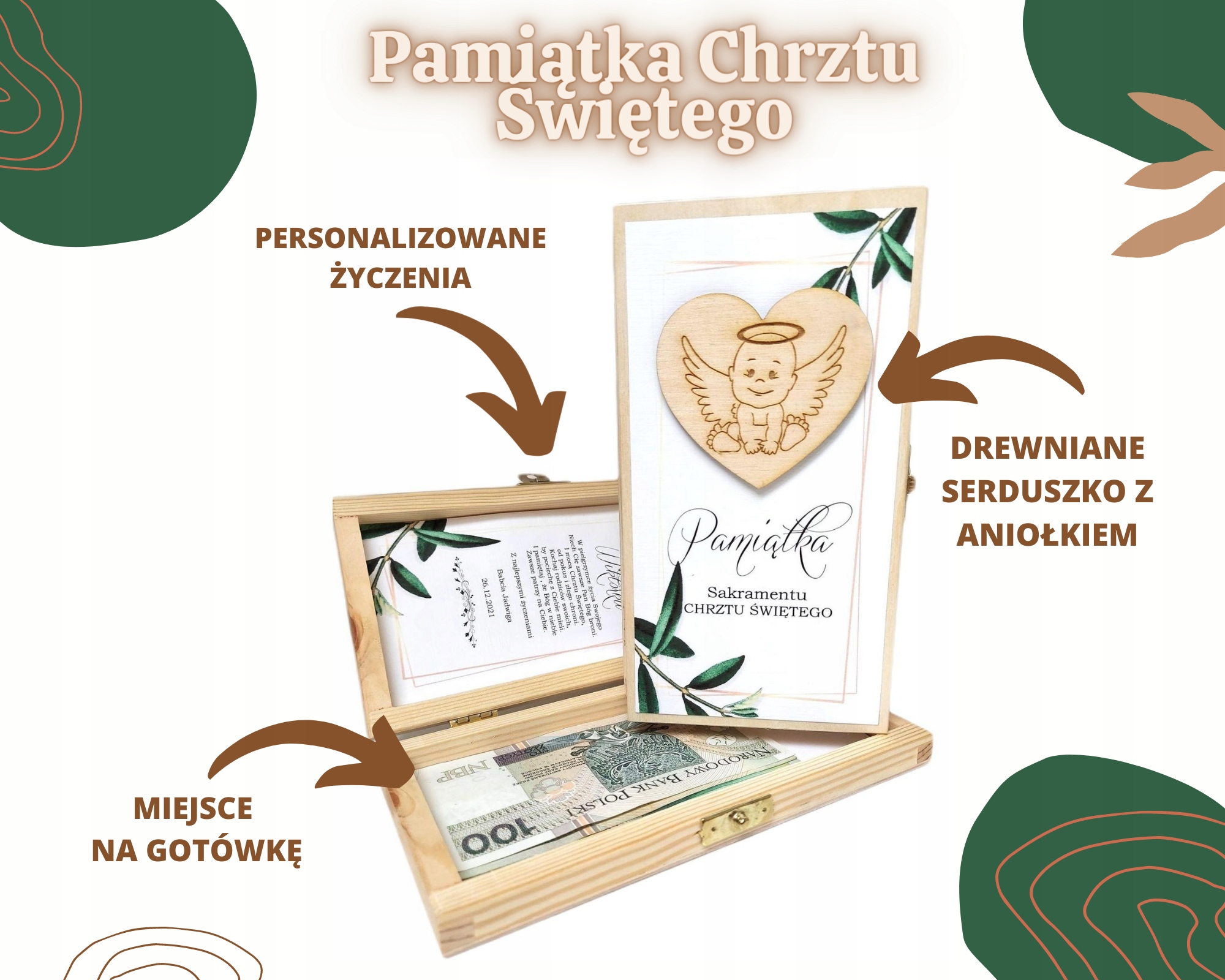 PAMIĄTKA CHRZTU pudełko z miejscem na pieniądze EAN (GTIN) 7427257562403