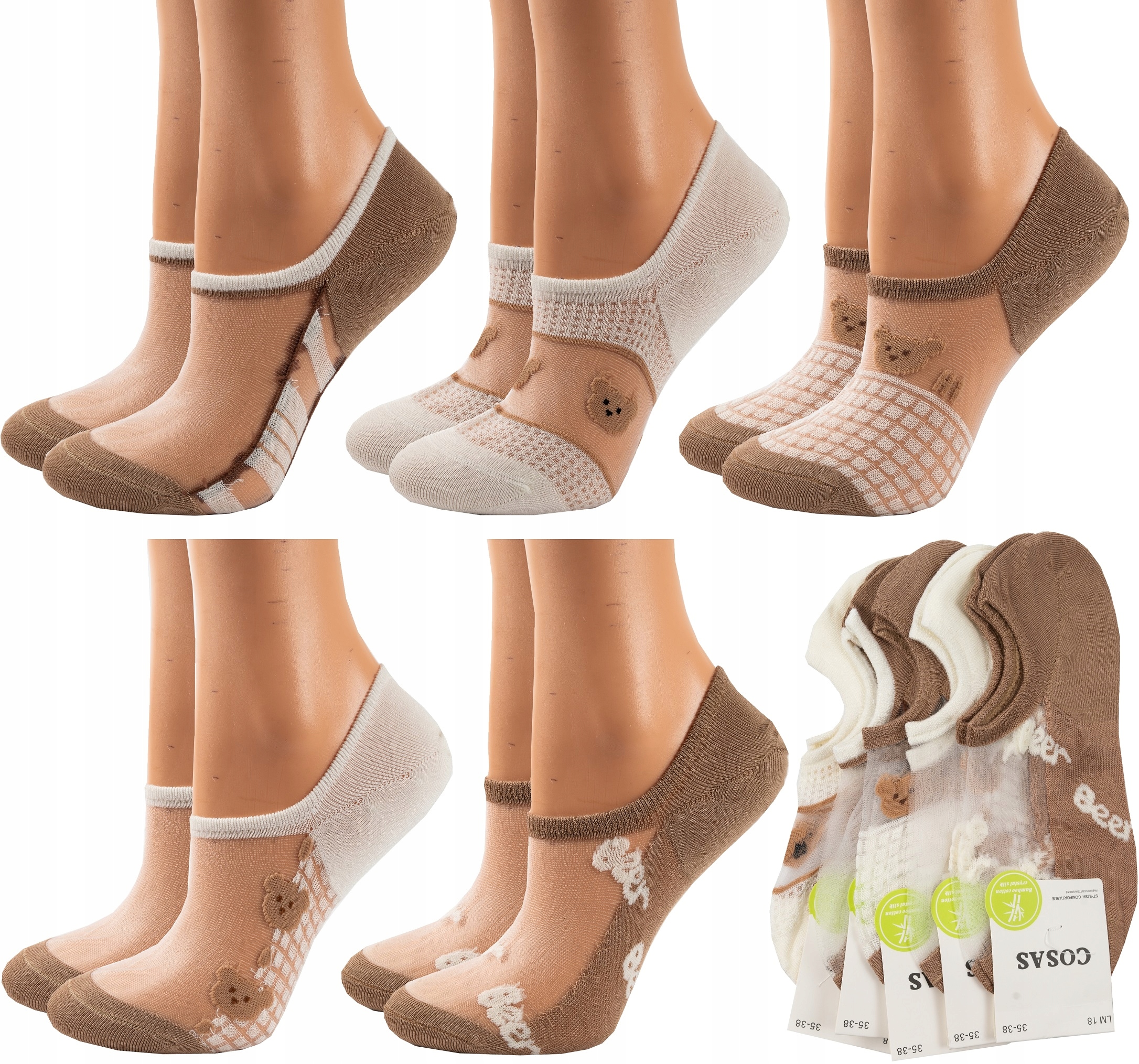 

5x Damskie Bambusowe Mikro Stopki Skarpety Premium