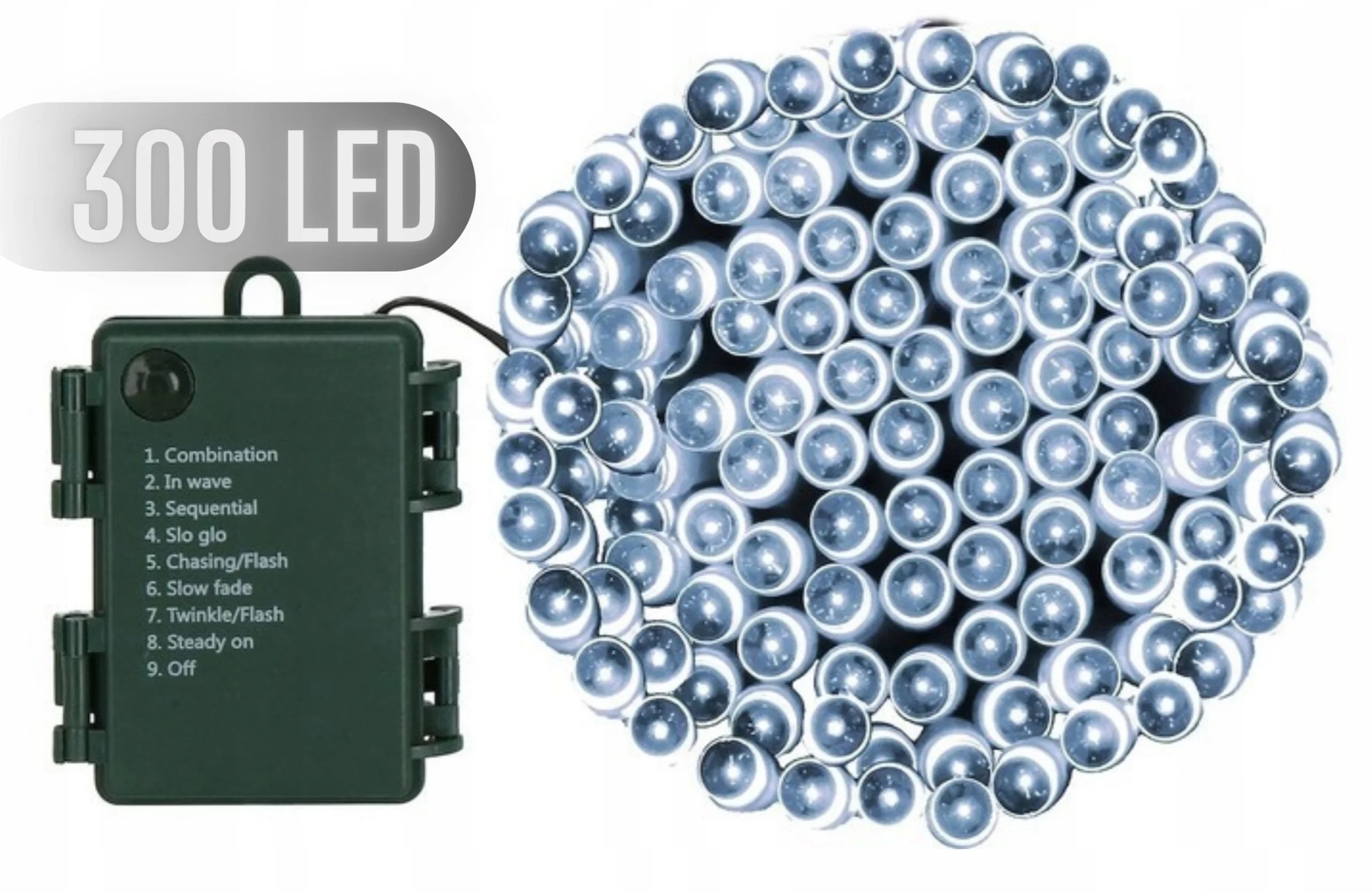 Vánoční Osvětlení Na Stromeček na baterie 300 bílé studené 18 m IP44 8 režimů