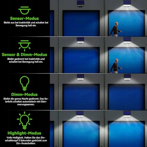 JESLED Lampy Solarne Zewnętrzne 108LED Czujnik Ruchu IP65 Ogród Garaż — miniatura 3