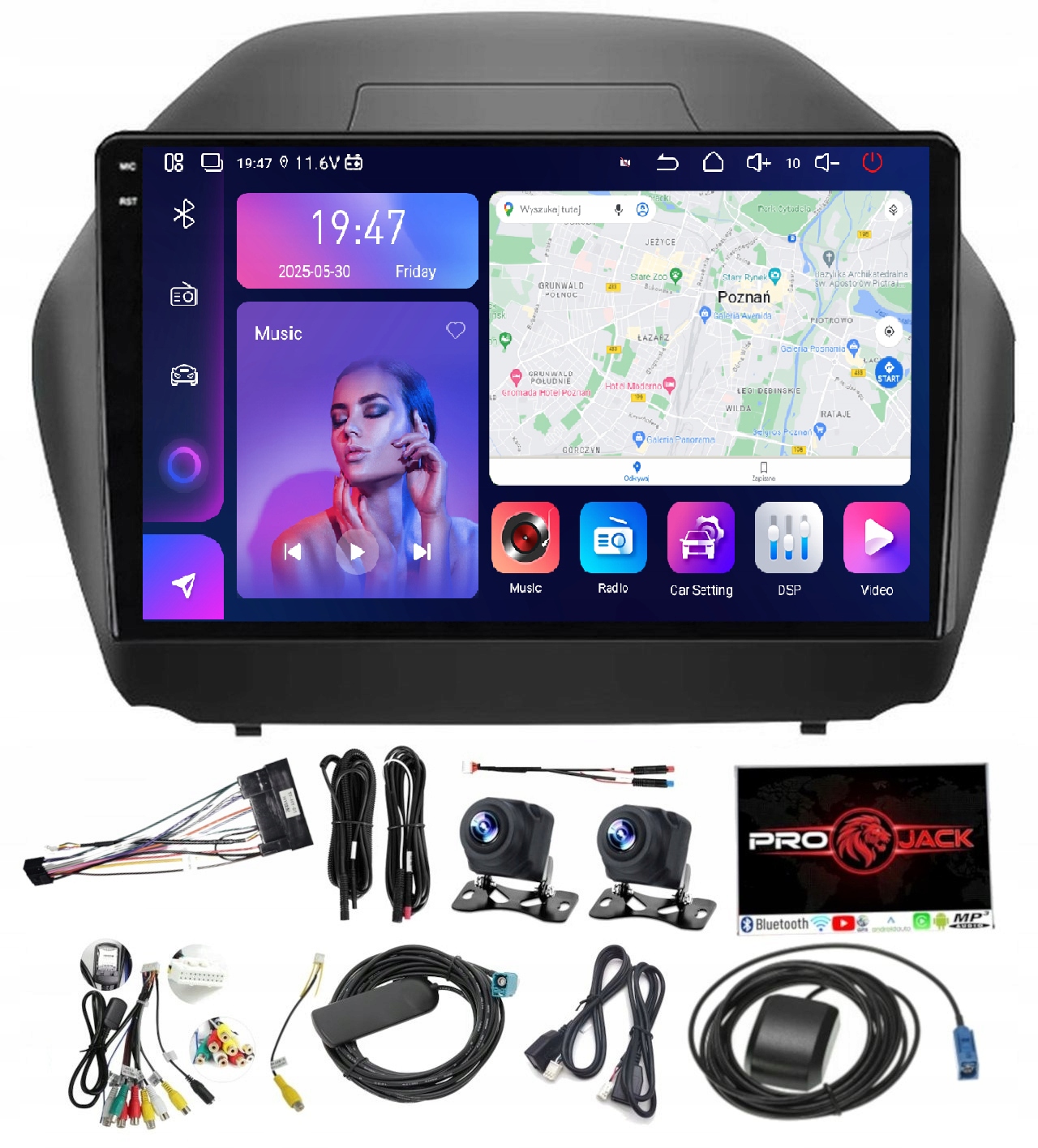 Rádio Navigácia Carplay Gps Android Bt Hyundai IX35 09-15 256GB Sim