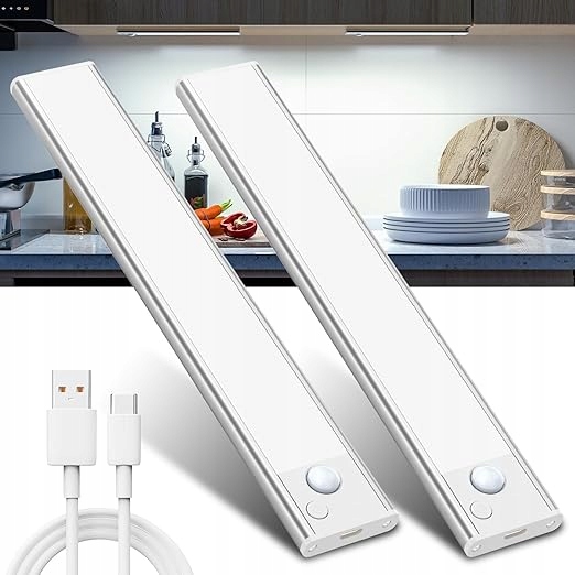 OŚWIETLENIE PODSZAFKOWE LED Z CZUJNIKIEM RUCHU 20CM 6000K ZIMNA BIEL 2 SZT