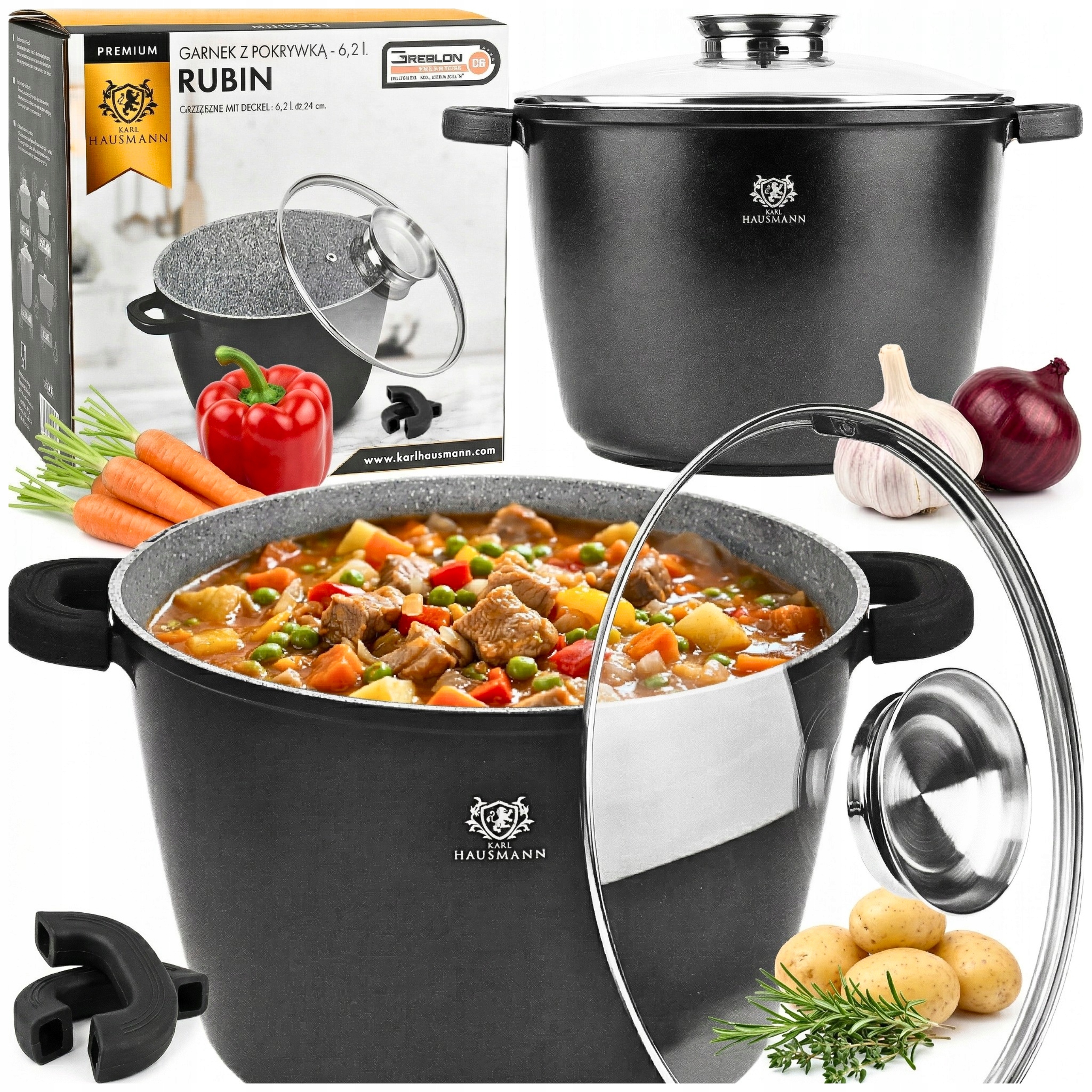 Hrnec Velký 6,2L Indukce Plyn Vysoký Hrnec Mramorový Do Trouby Hrnce