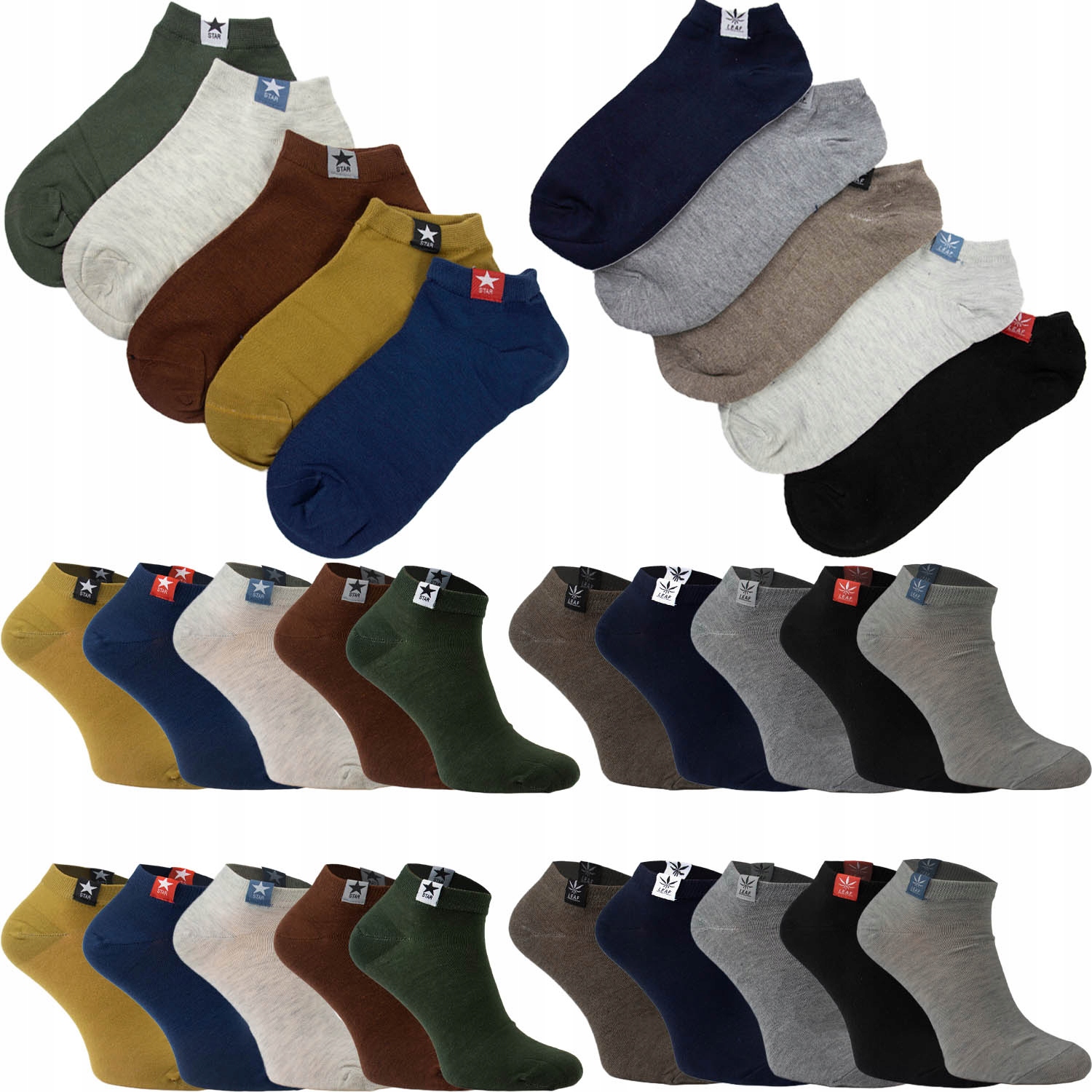 

10 Stopki Bawełniane Męskie Skarpety Krótkie 40-43