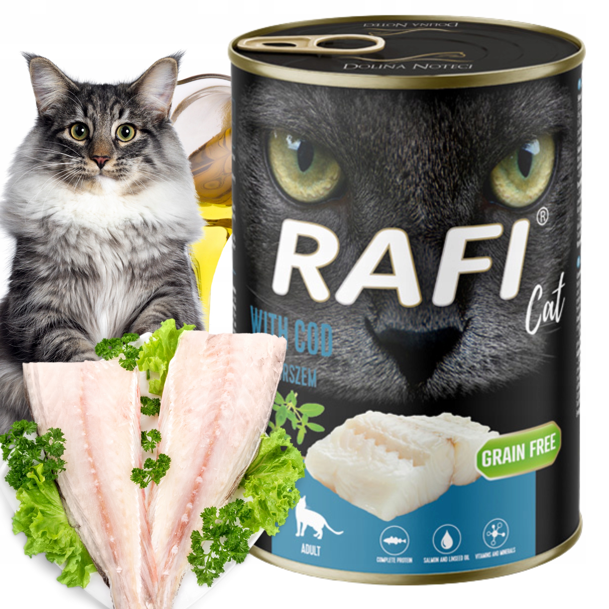 Levně Mokré krmivo pro kočky konzerva Dolina Noteci Rafi Cat taurin příčesek 400g x12