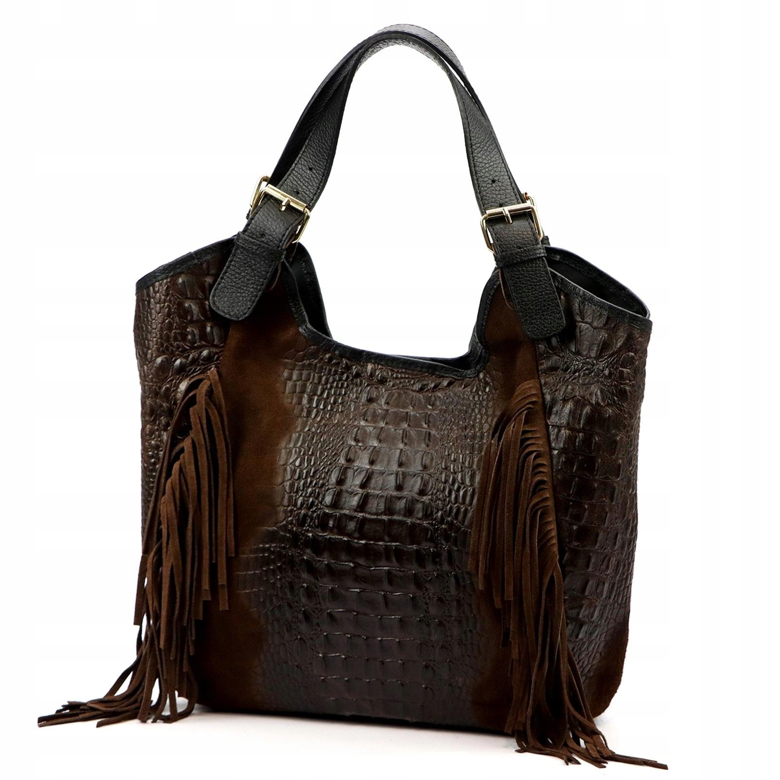 Dámská shopper kabelka kožená hnědá A4 Luka Croco