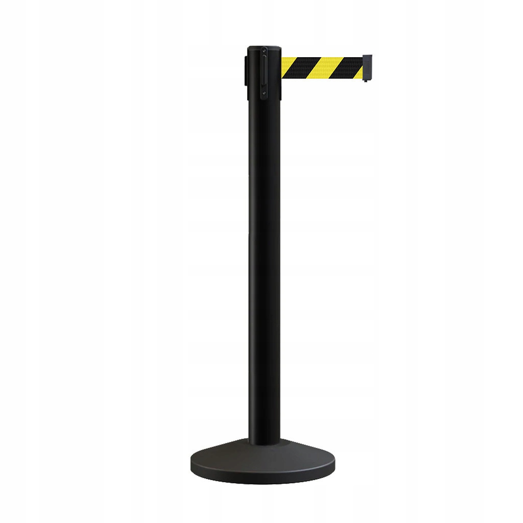 SŁUPEK ODGRADZAJĄCY CZARNY SŁUPKI Z TAŚMĄ OSTRZEGAWCZĄ 4 M