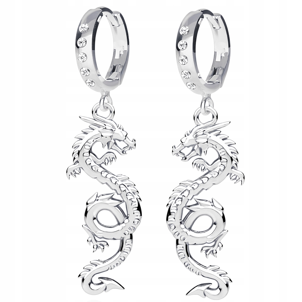 Stříbrné náušnice Velký Drak Zapínání na klapku Amulet síly a ochrany Stříbro 925