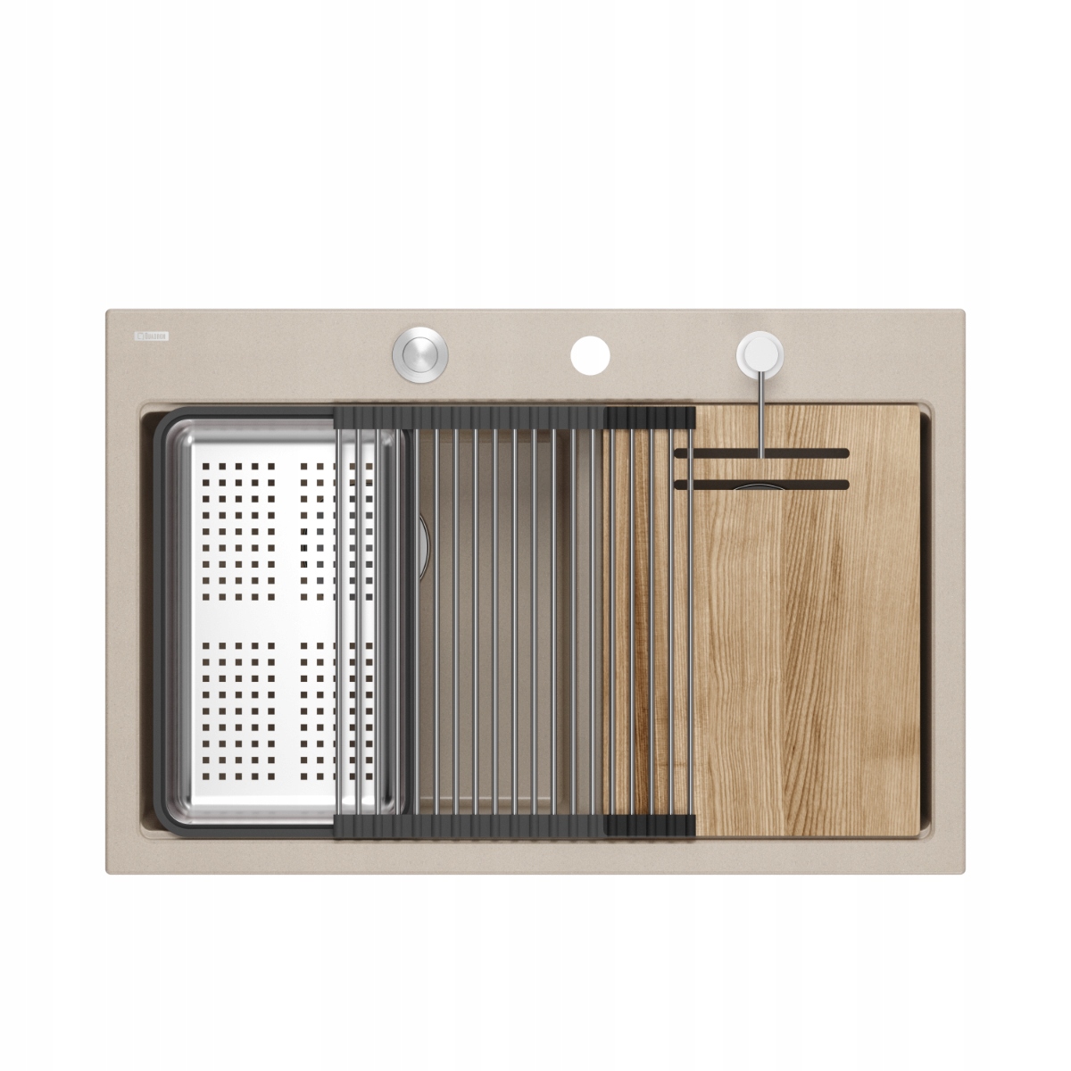 Quadron Marc 120 2-komorový drez 76x50x23,5 cm Sada Béžová Oceľ