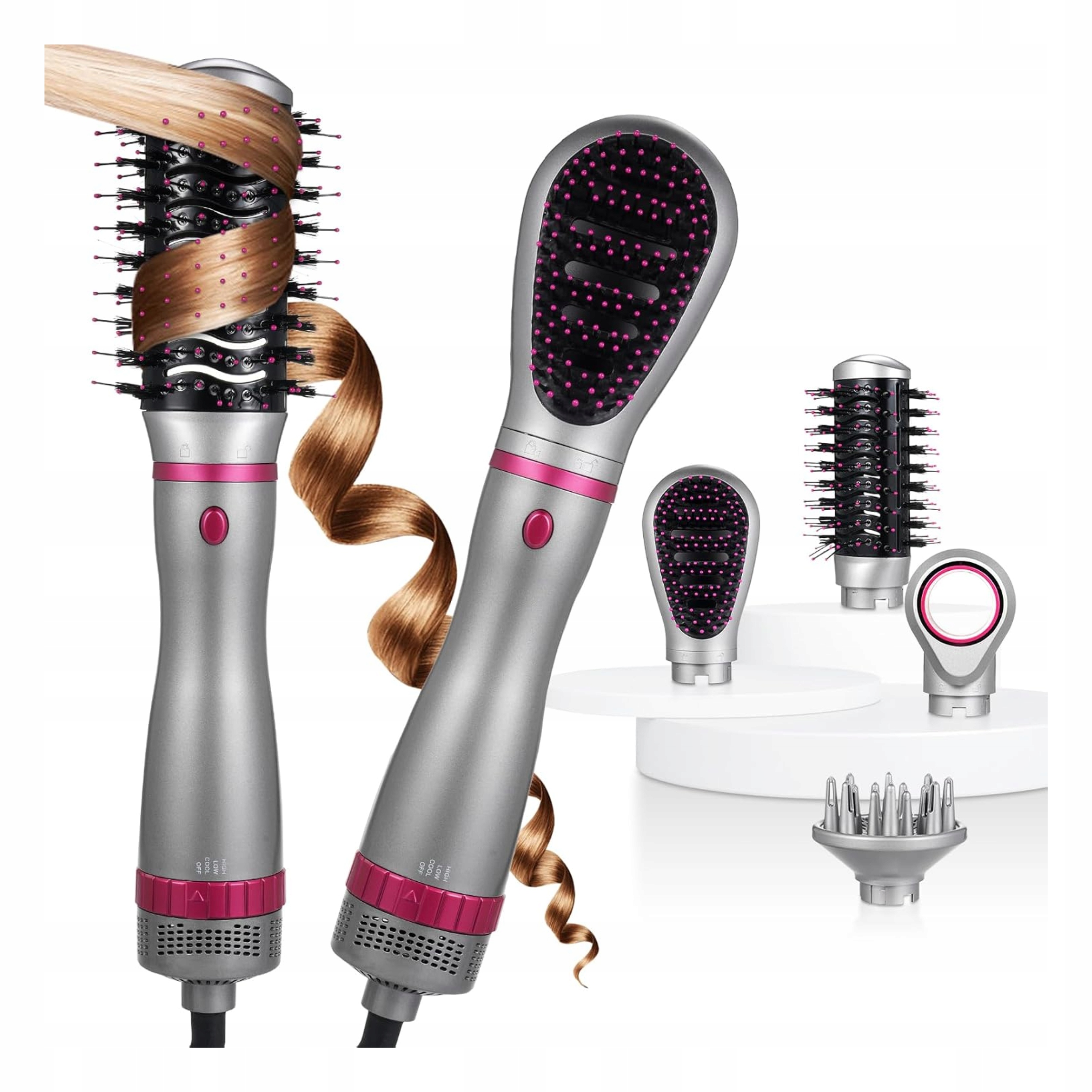 Kulmofén 4v1 1000W Ptc iontová 2 rychlostní stupně 2 teploty 4 nástavce