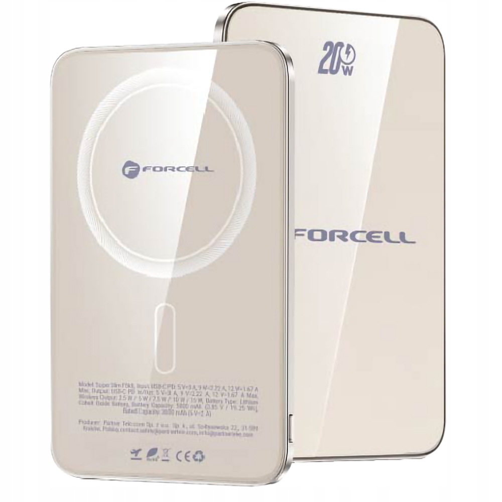 Magnetická bezdrátová powerbanka Forcell pro MagSafe, Qi2 5000mAh, tenká