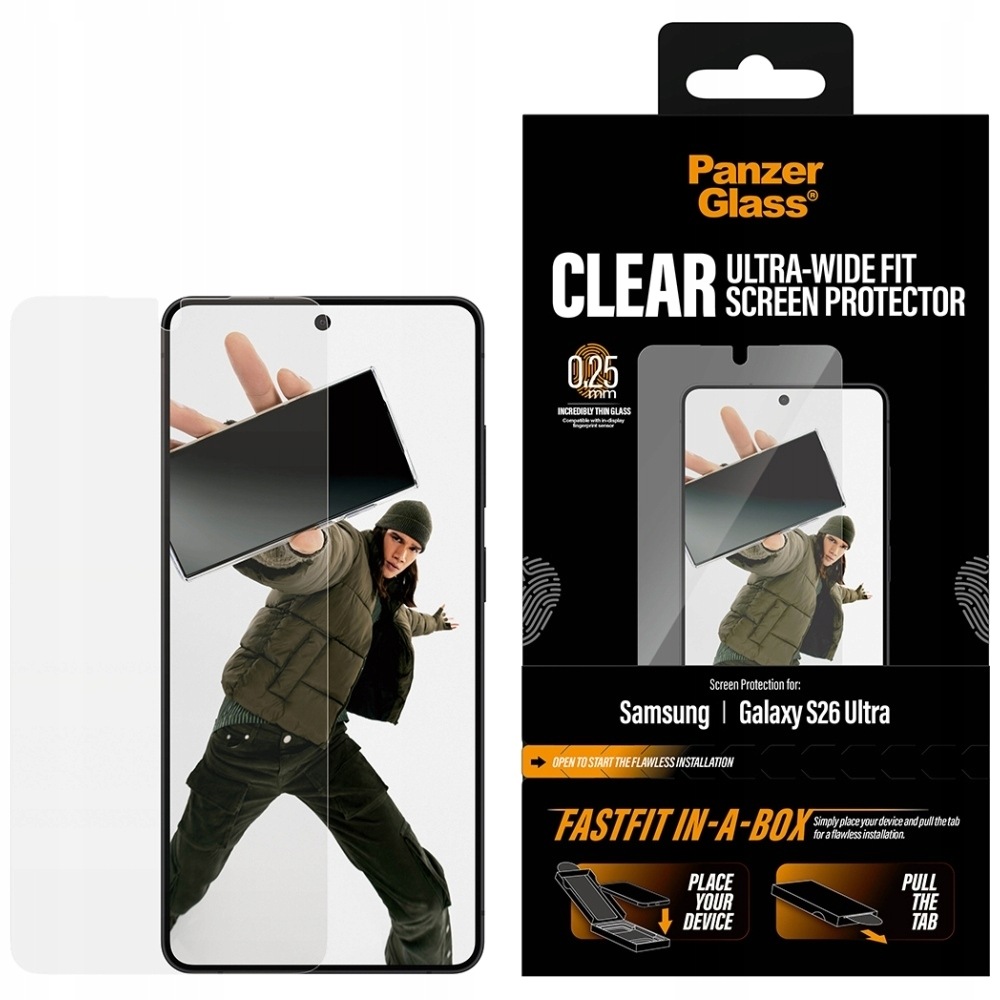 Tvrzené sklo PanzerGlass Ultra-Wide Fit FastFit pro Samsung Galaxy S26