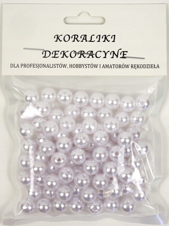 Koraliki plastikowe Perełki dekoracyjne Białe 10 mm
