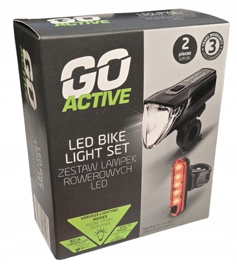 Go Active Lampki rowerowe zestaw 2 szt. przód tył 160 lm 427