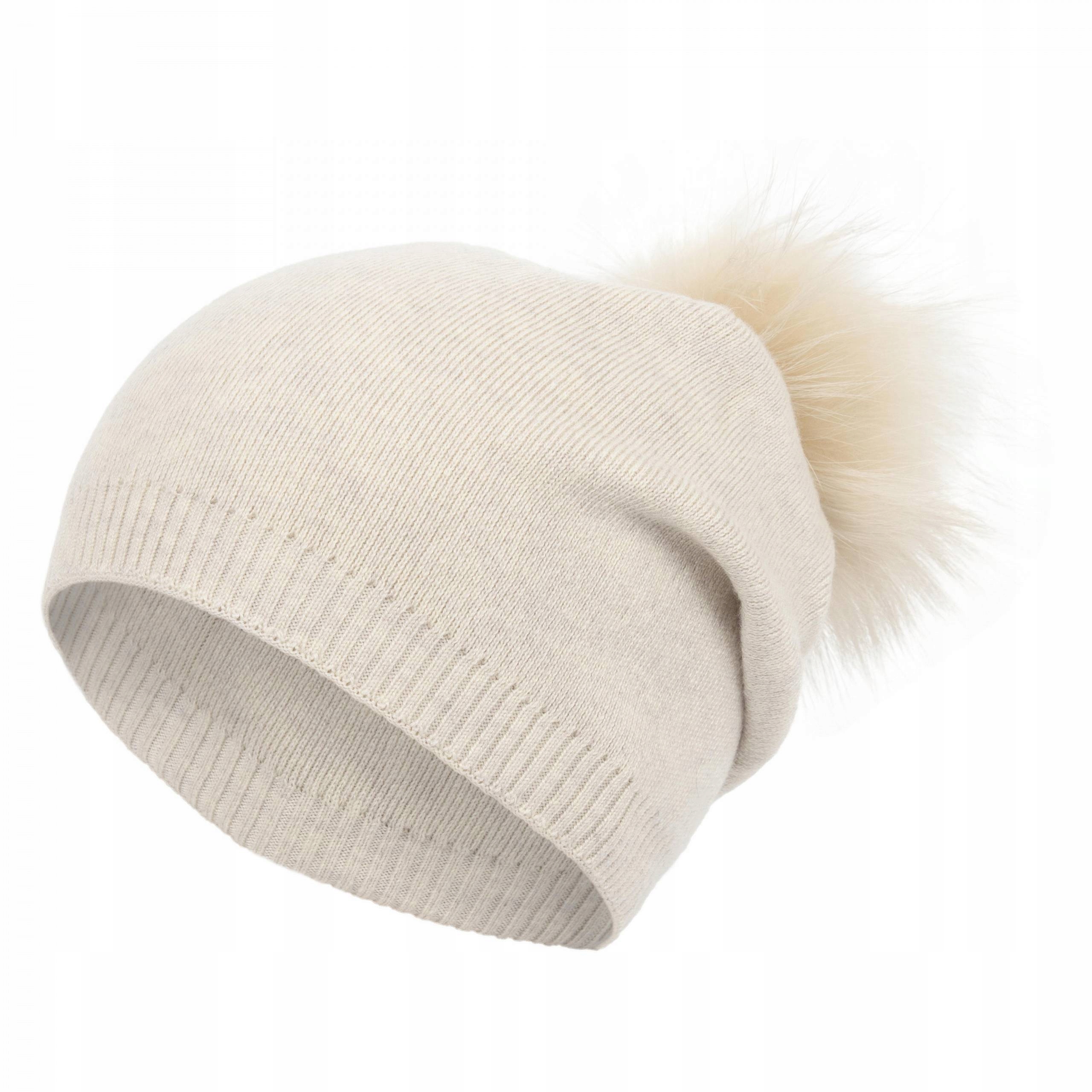 

W439B Czapka zimowa beanie pompon z jenota