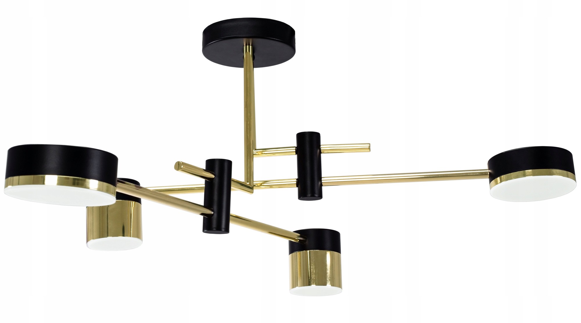 Moderná Led závesná lampa Modern Čierna Zlatá 4 Geometrické ramená
