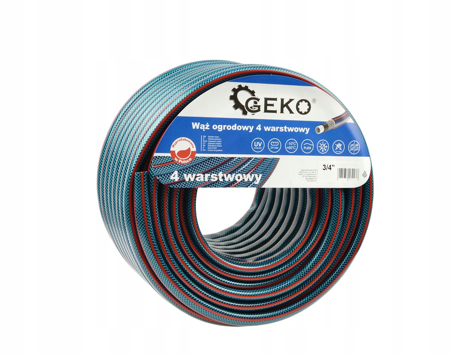 Zahradní hadice 4VRSTVÁ 3/4" 50 m pevná, Silná, výkonná Geko Profi
