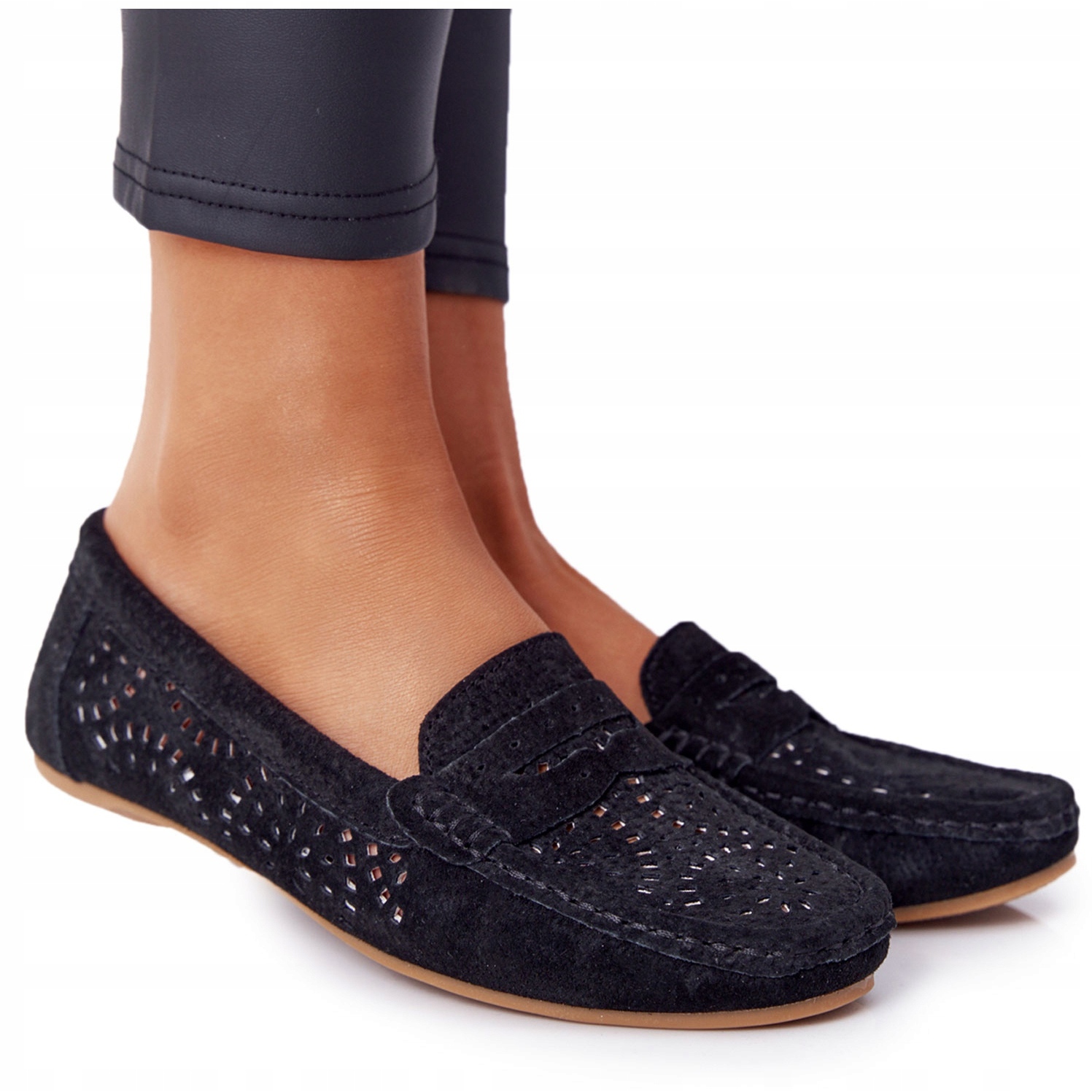 

Czarne Zamsz Buty Mokasyny S.Barski r.37