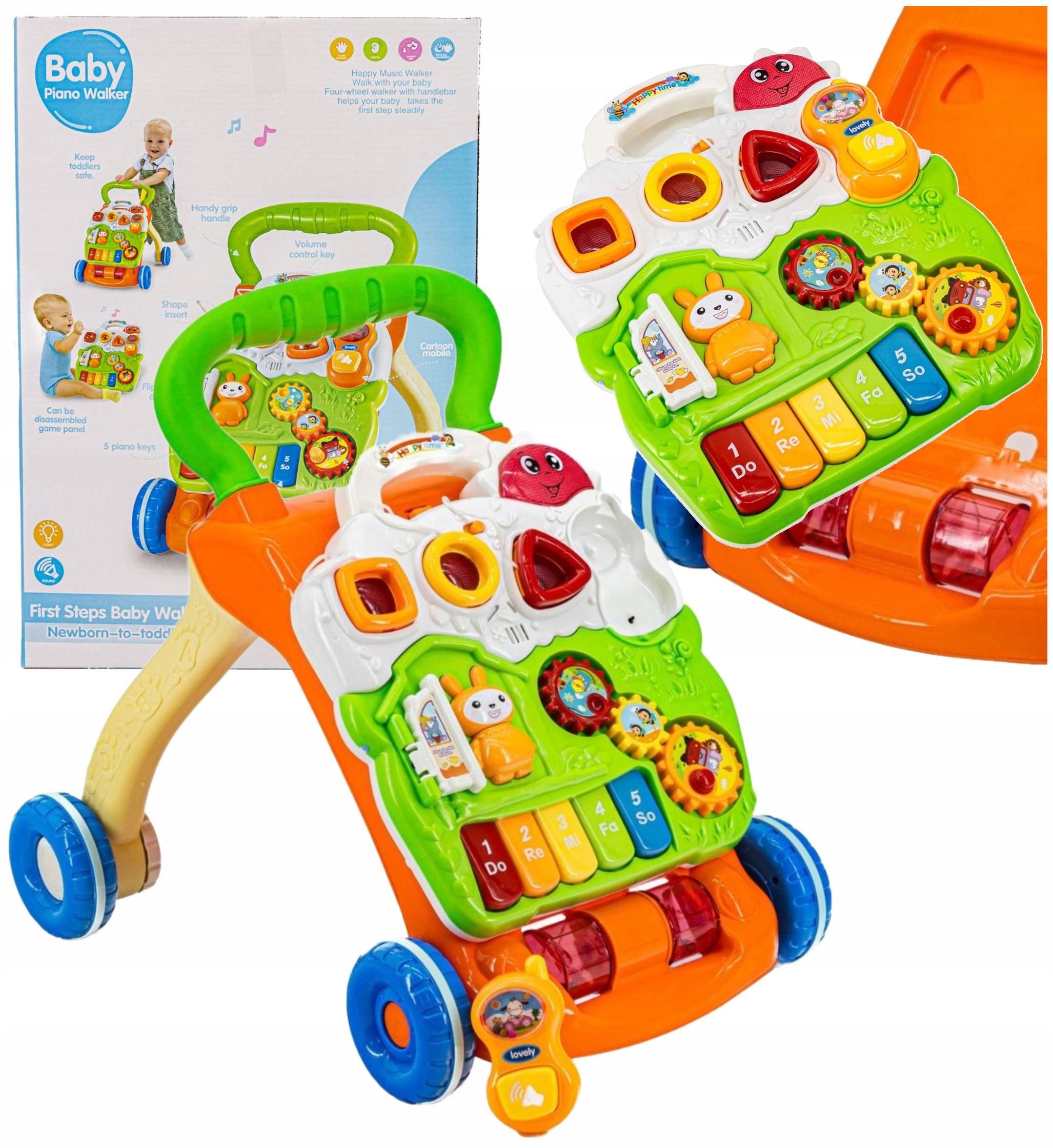 Pchacz Edukacyjny Jeździk Chodzik Interaktywny Grający Dla Dzieci