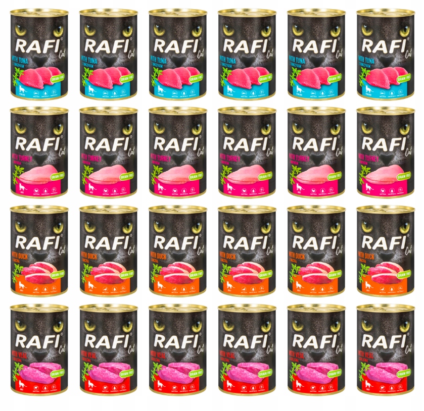 Rafi Dolina Noteci Karma mokra dla kota mix 4 smaków 24x400g bezzbożowa