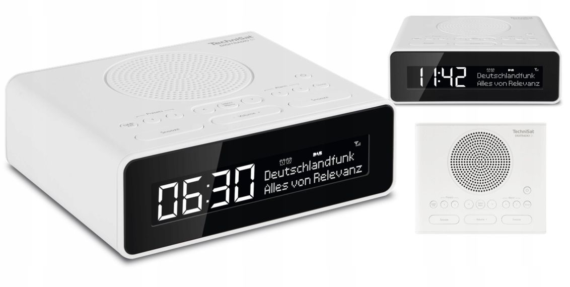 Digitálny rádiobudík Dab+ Fm TechniSat Digitradio 51 Dvojitý alarm Biely