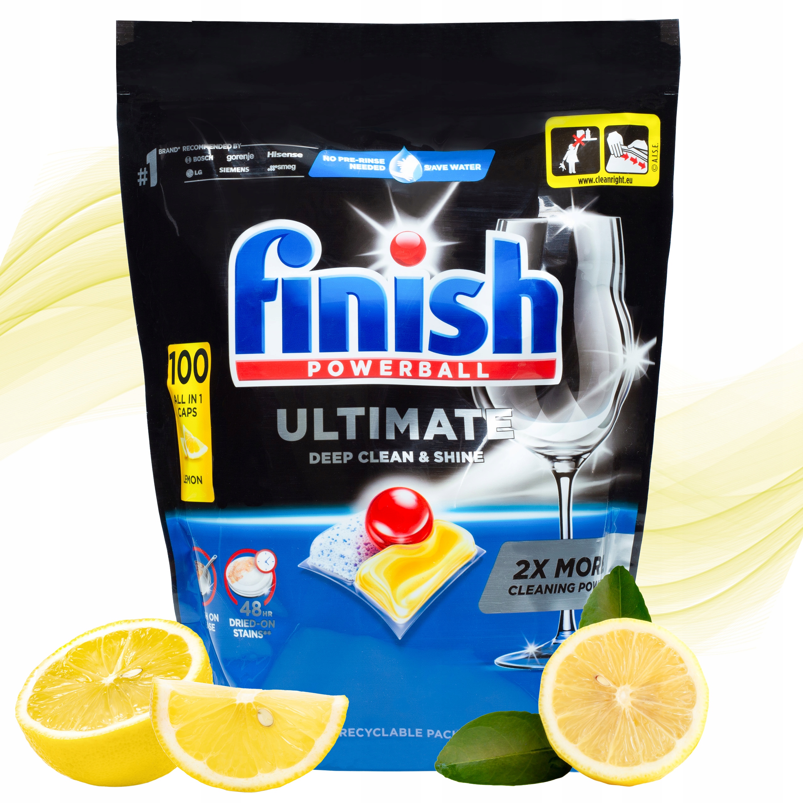 Levně Kapsle do myčky nádobí Finish Powerball Ultimate lemon citronové 100 Ks