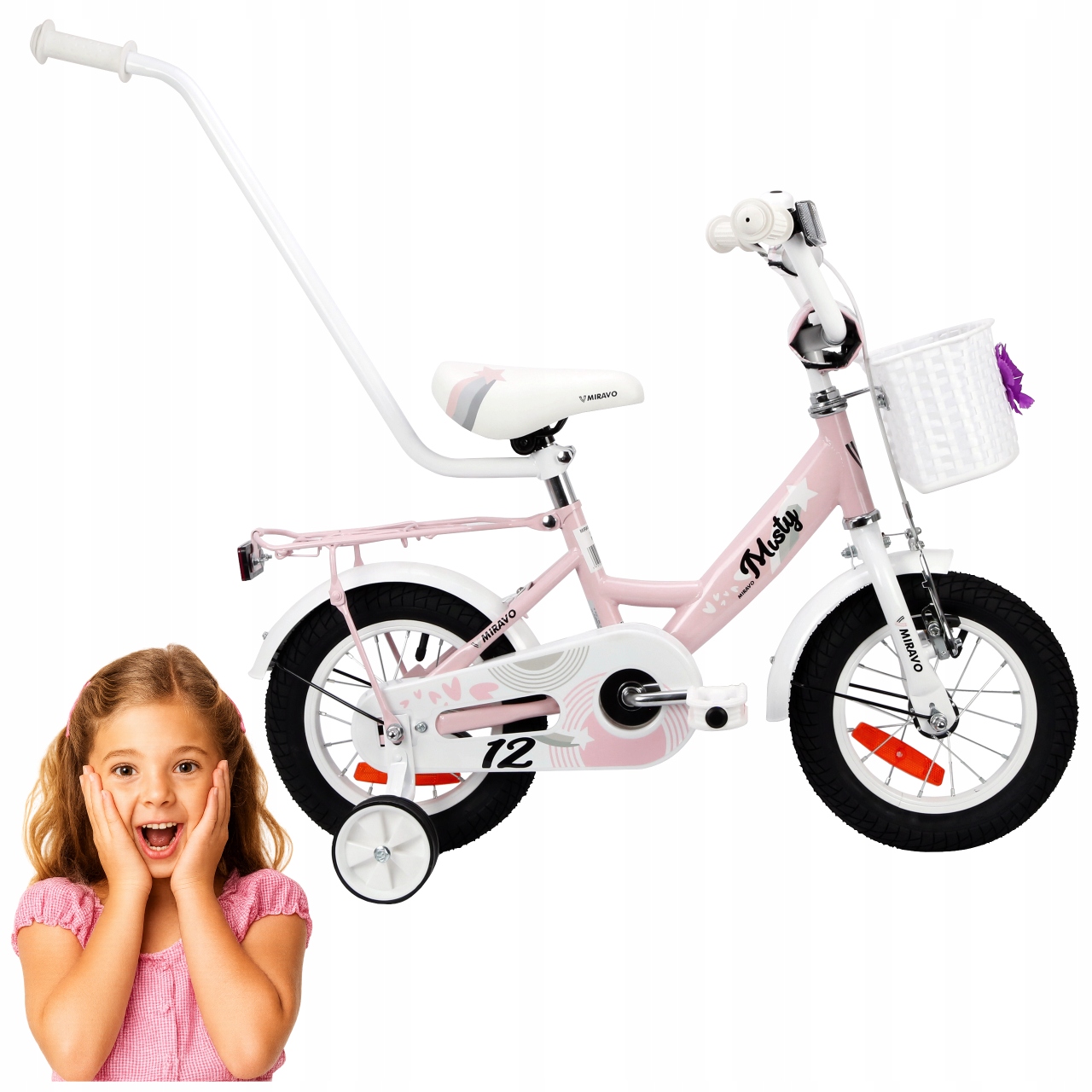 Dětské Kolo 12 Palců Kolo Pro Dívku Košík A Vodítko Dárek