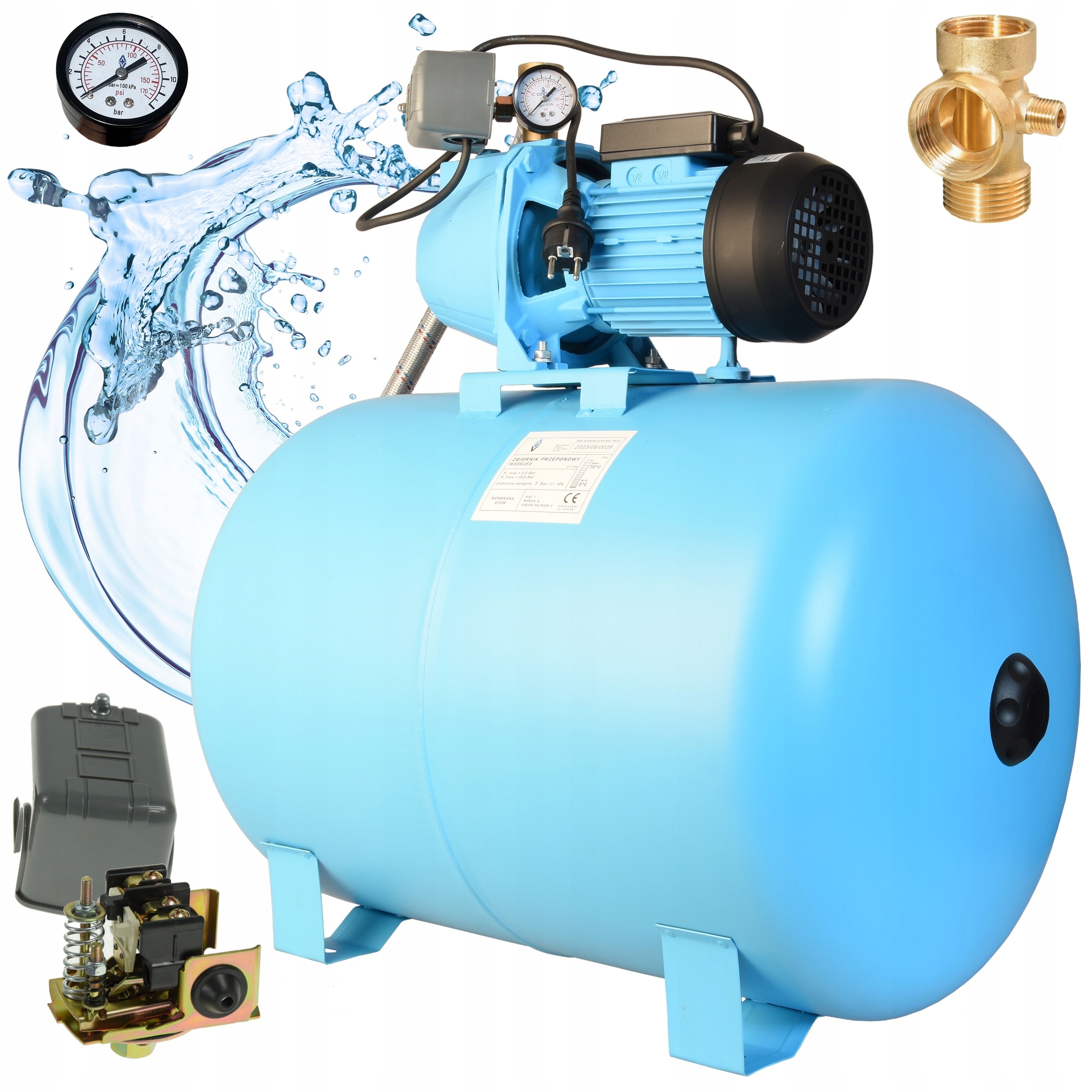 Pompa SET60S Na Vodu Zahradní +hydrofor 80L Hydroforová sada 370W Výkonná