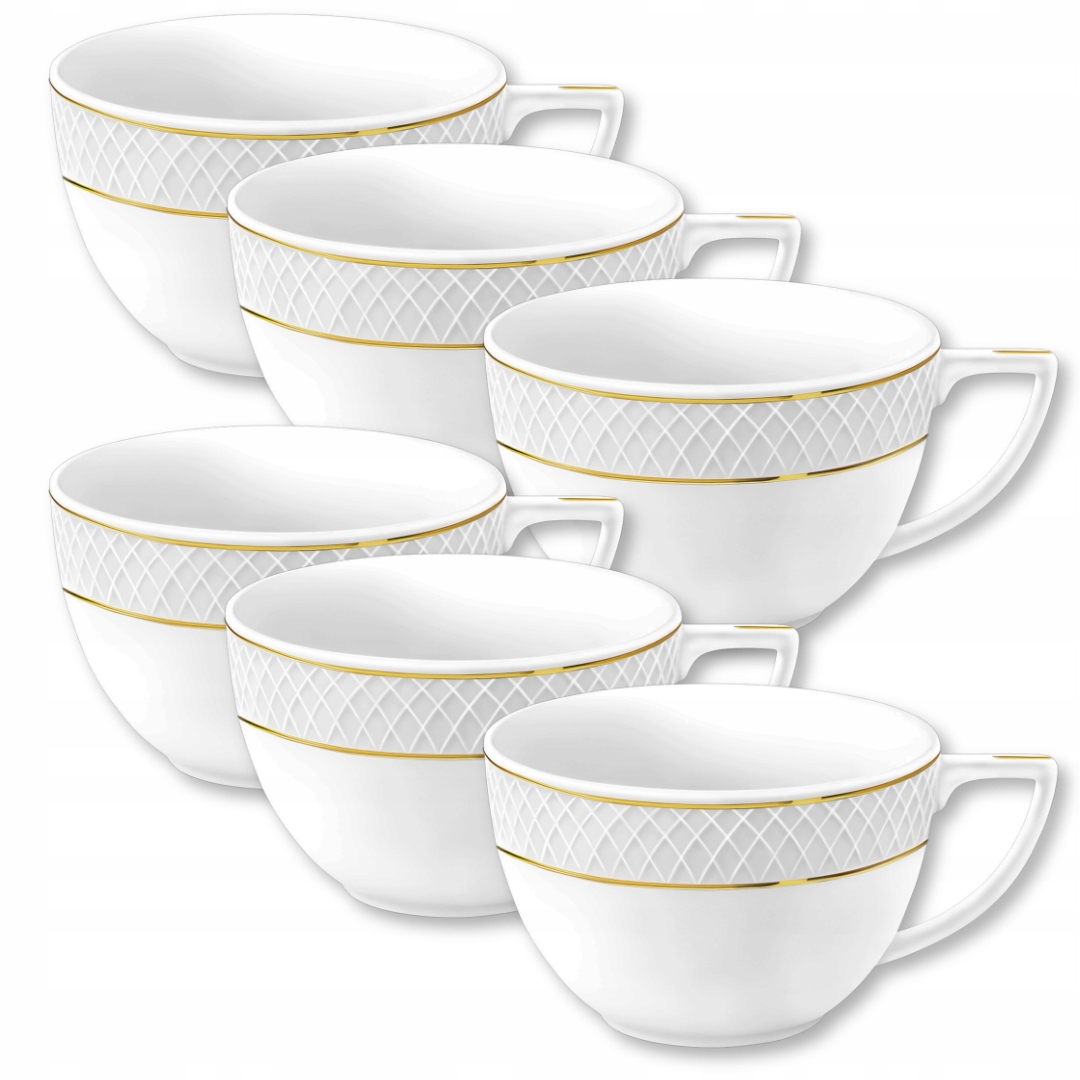6 x Porcelánová šálka Veľká, na kávu, čaj, hrnček darček 500 ml Wilmax