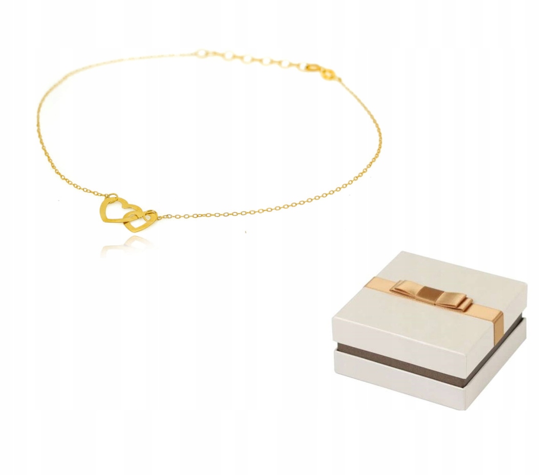 Zlatý náramek s dvěma srdíčky BZ123