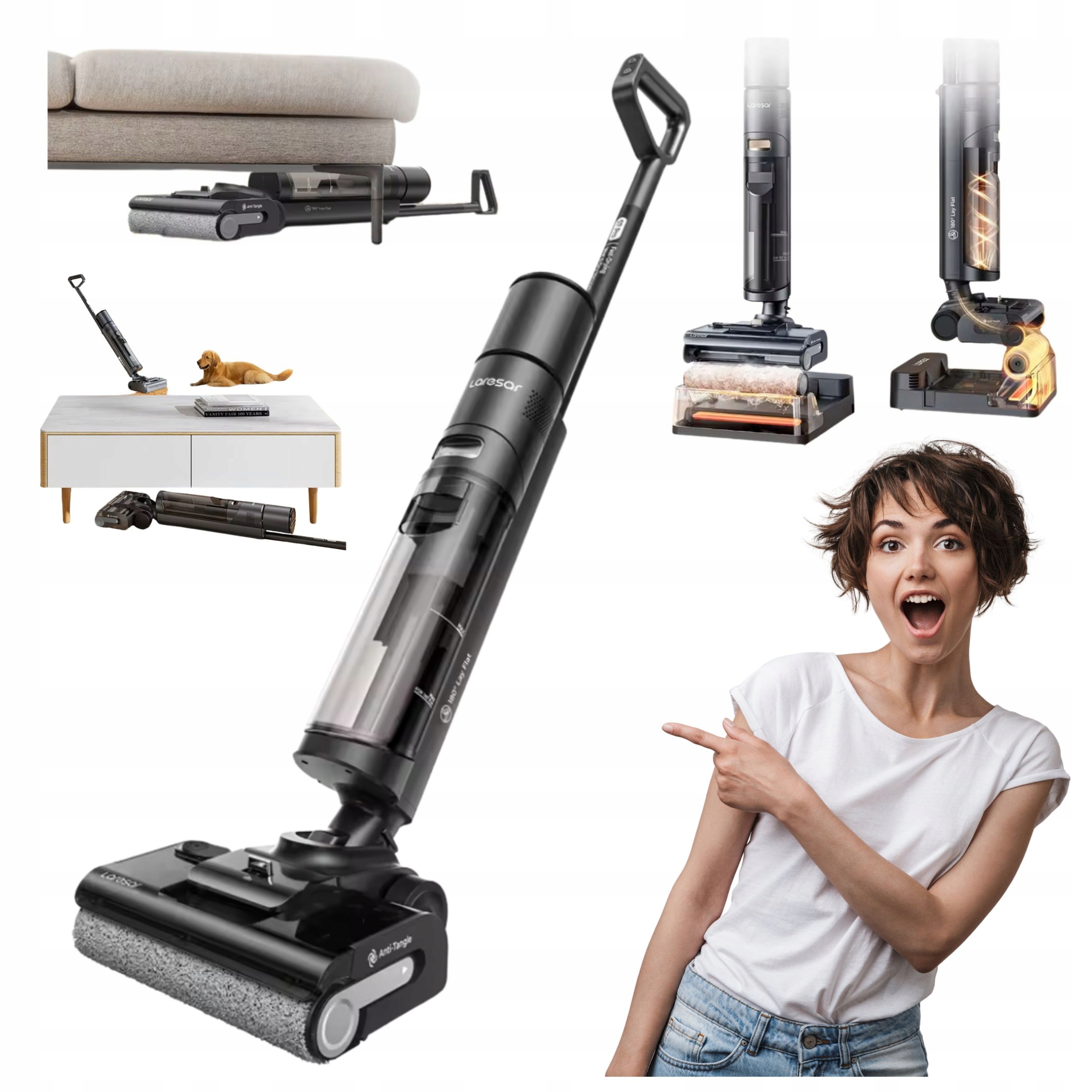 Vysavač Na Mokre Čištění Vertikální Bionický 3V1 Laresar S7 Pro Samočistící