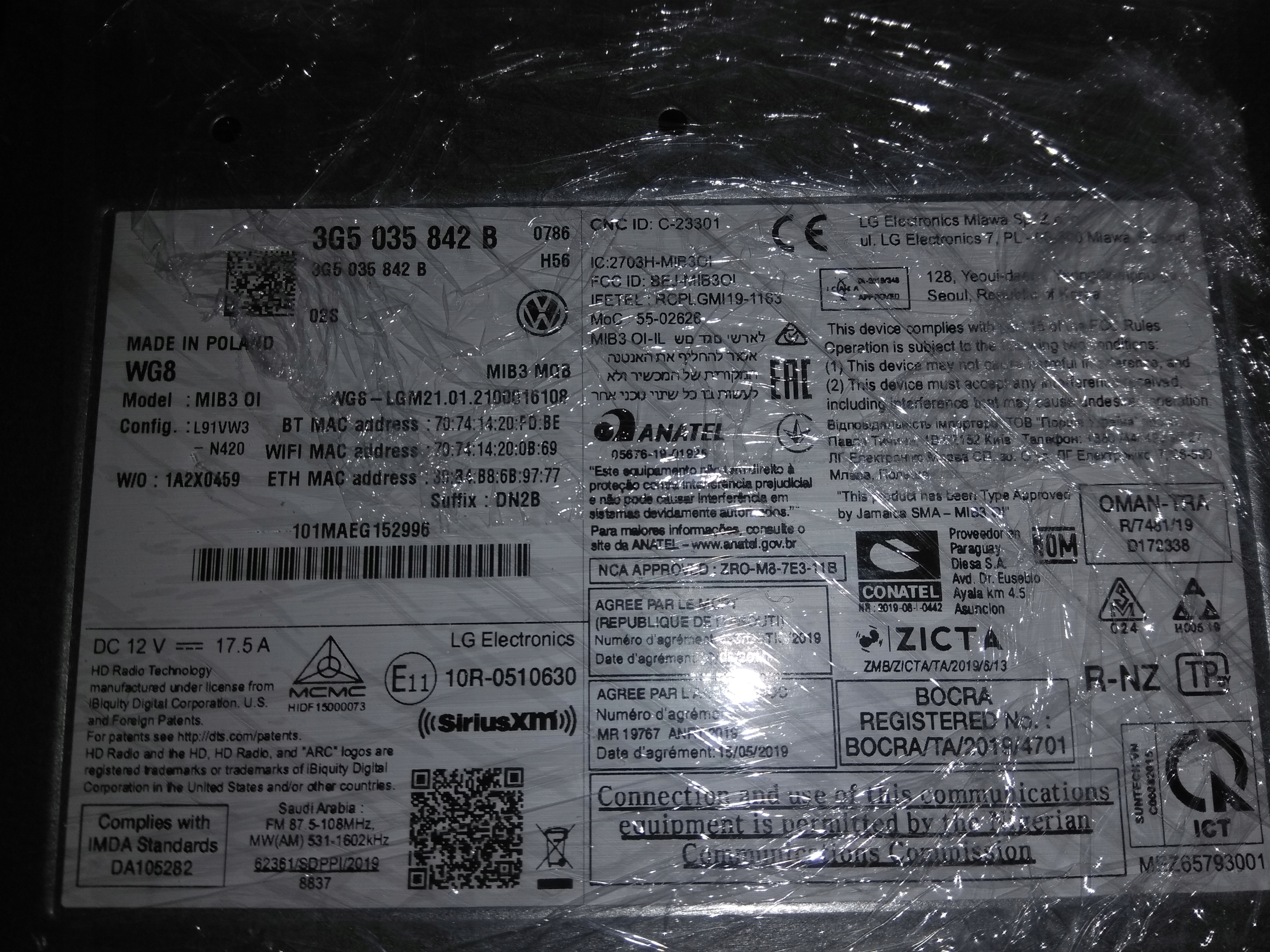 VW ARTEON FL MULTIMEDIA MIB3 NOWY 3G5035842B Numer katalogowy części 3G5035842B