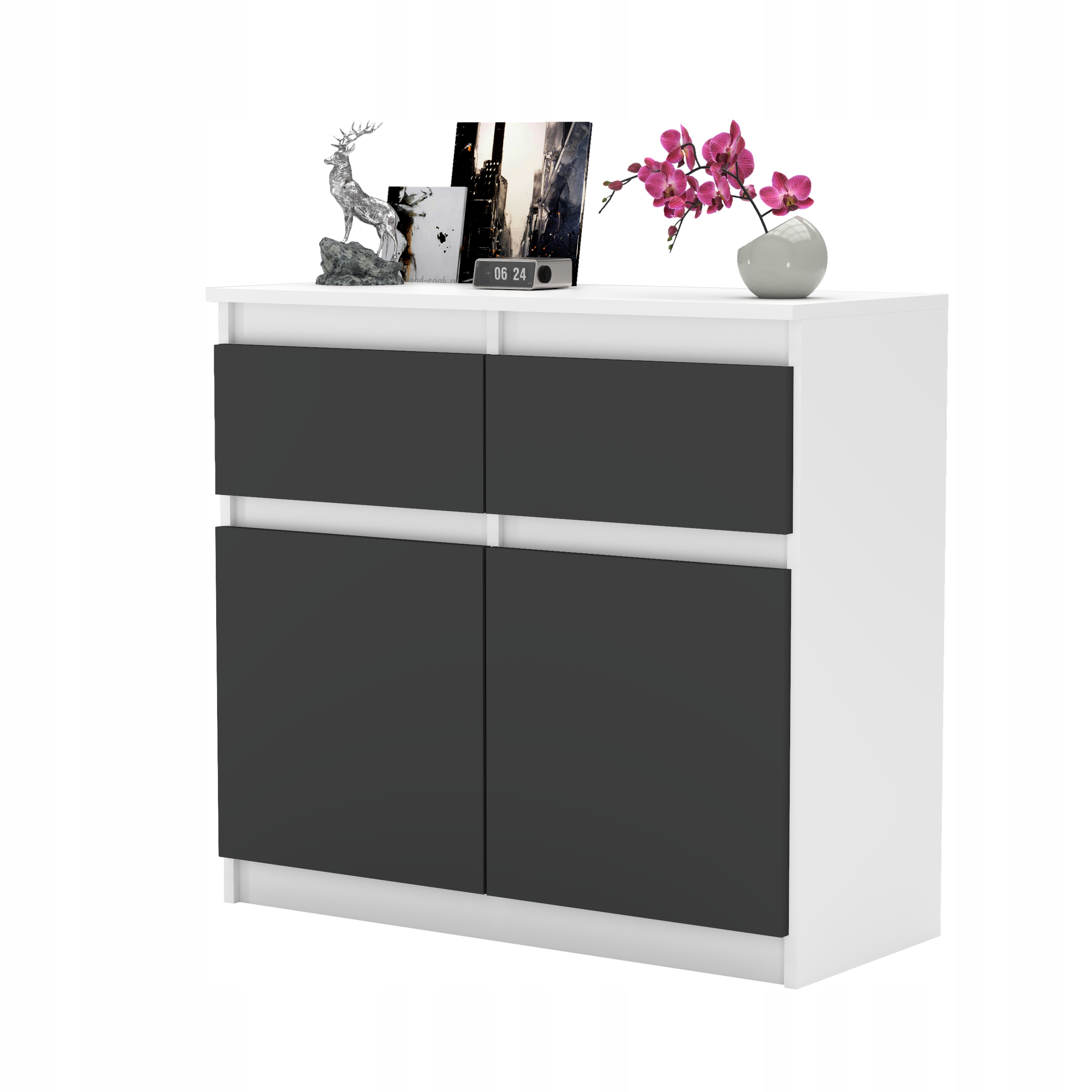 Komoda OLA szafka 80 cm 2 szuflady nowoczesna pojemna rtv BIAŁY MAT system Szerokość mebla 80 cm