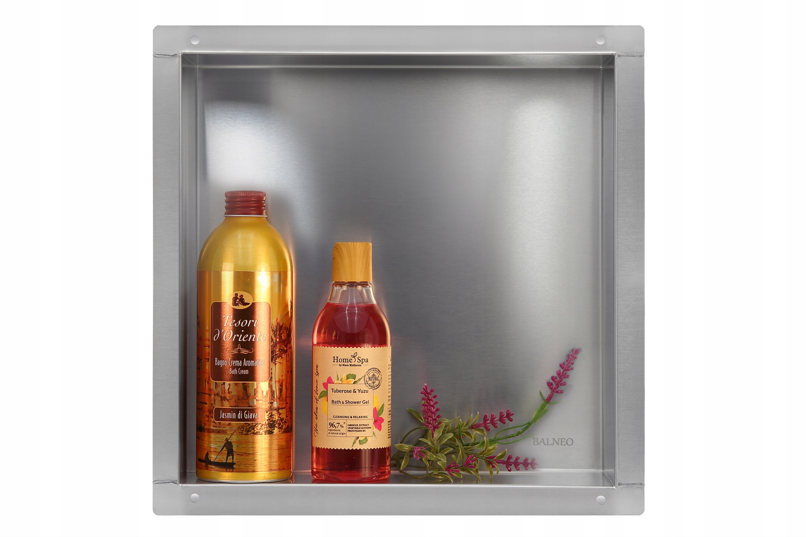 Balneo Bezrámčeková Vstavaná Polica 30x30x7 cm Inox Nerezová Wall-box No Rim