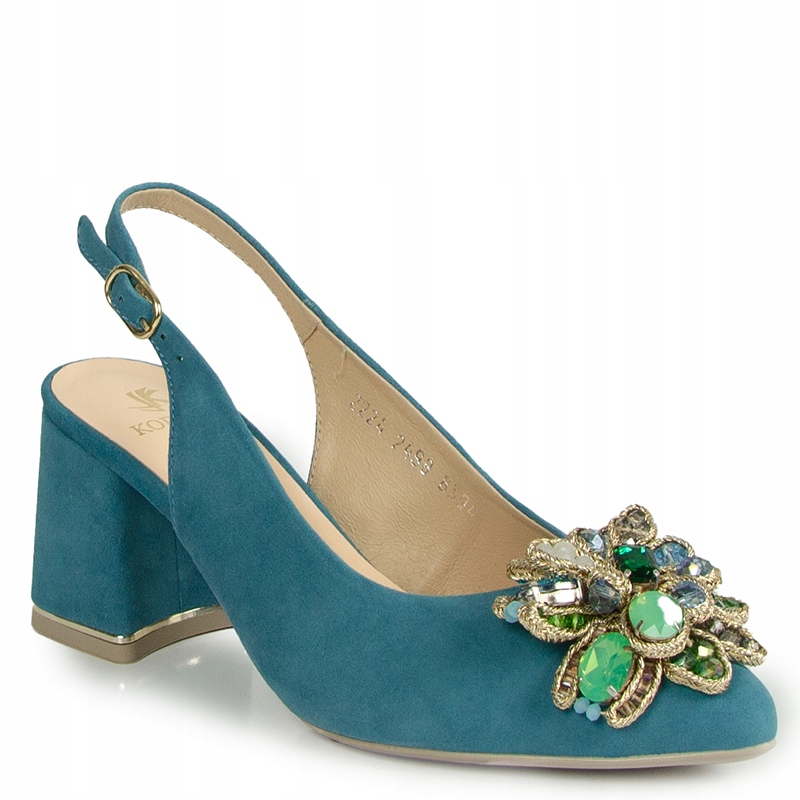 Kordel 2498 Modré Kožené Sandály S Ozdobou 37