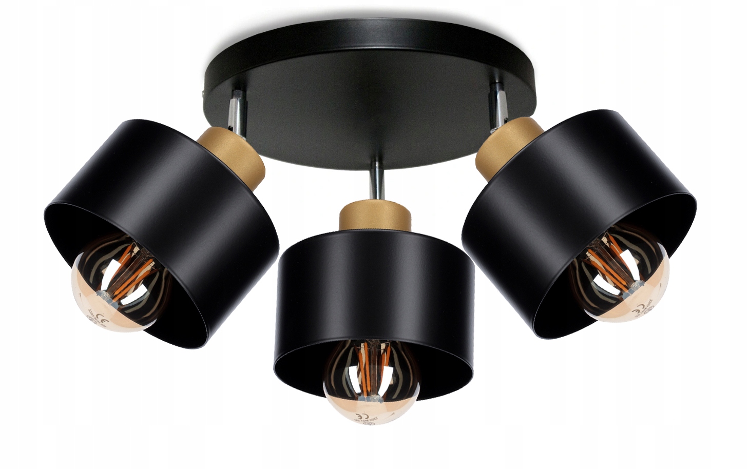 Lampa Sufitowa Wisząca Loft 3 Gold można Led