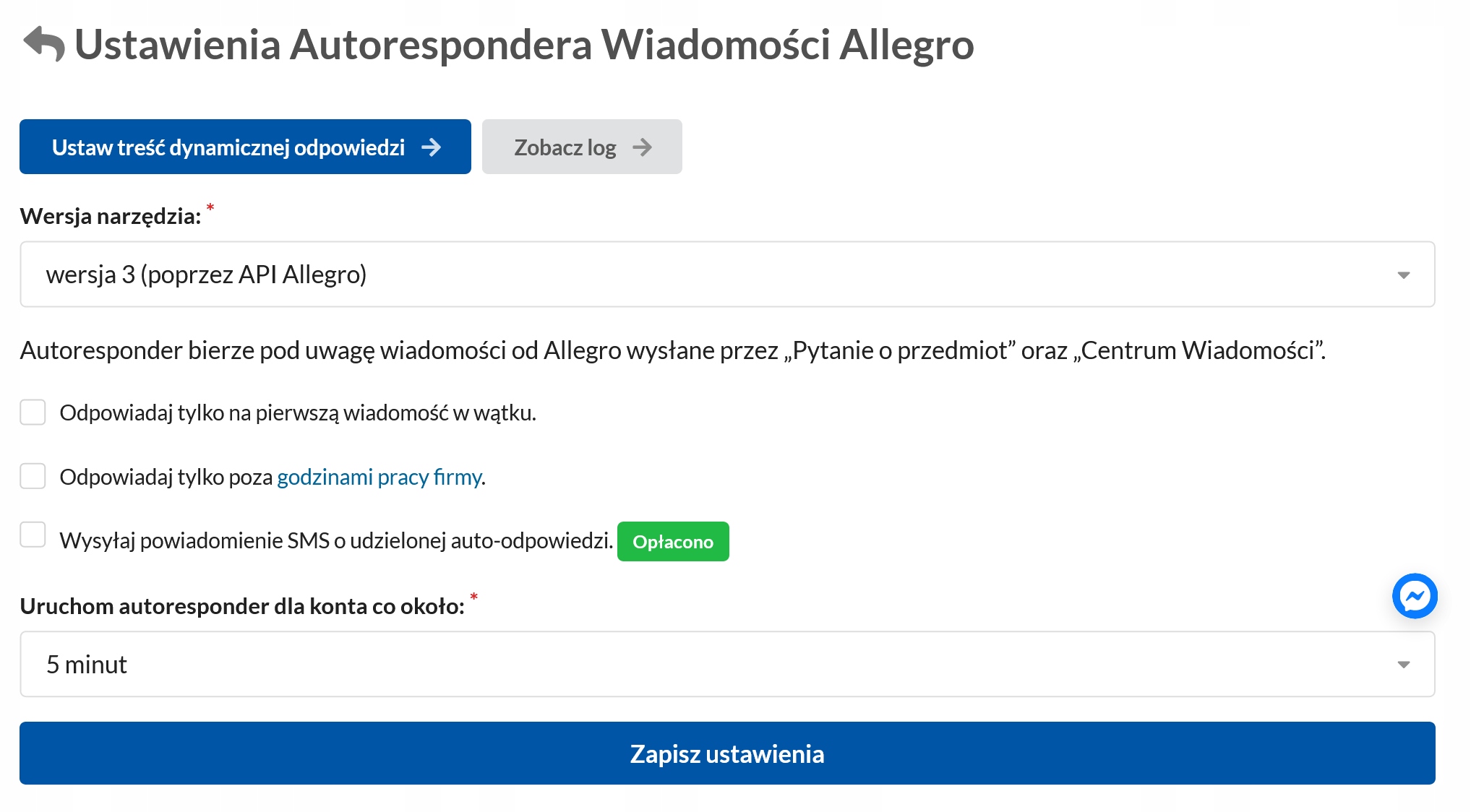 AUTORESPONDER ALLEGRO DO PYTAŃ CENTRUM WIADOMOŚCI Rodzaj skrypty