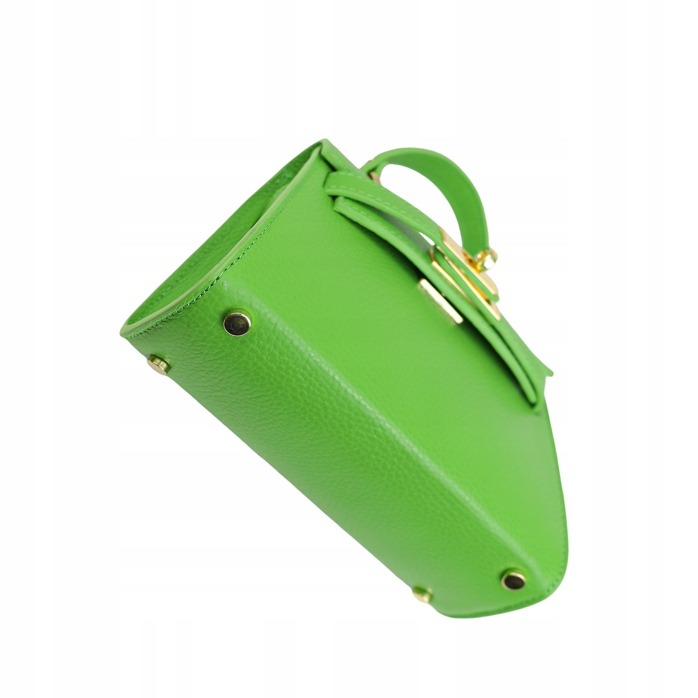 Torebka Damska Kuferek, licowa skóra Emily Limonka Wysokość 14 cm