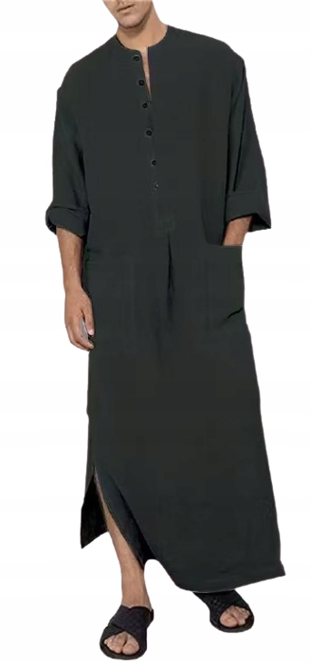 Dlouhá Pánská Noční Košile S Dlouhým Rukávem A Zapínáním Na Knoflíky Bavlna XL