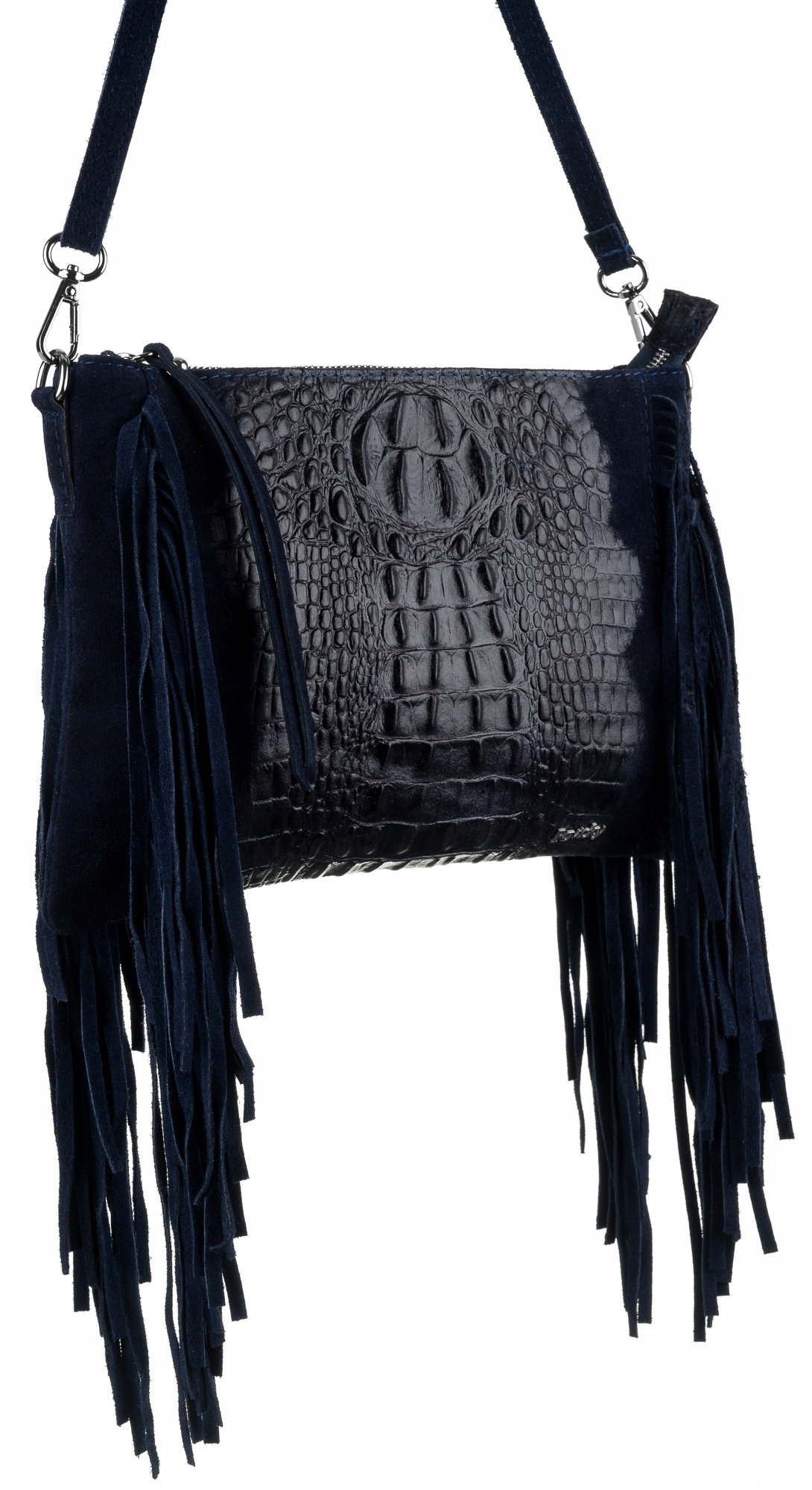 Malá dámská kabelka přes rameno ze semiše s třásněmi