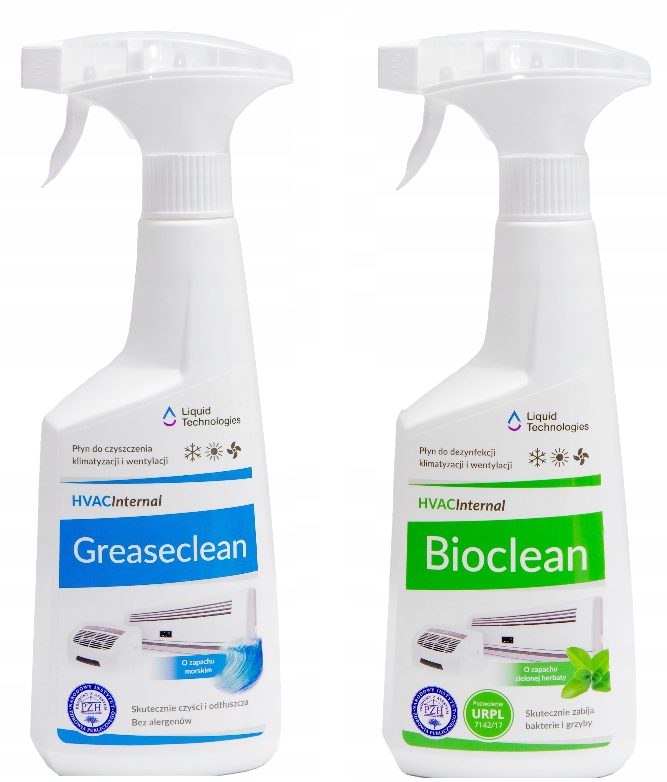 Bioclean 0,5 L Greaseclean 0,5 L Płyn do dezynfekcji klimatyzacji Zestaw.