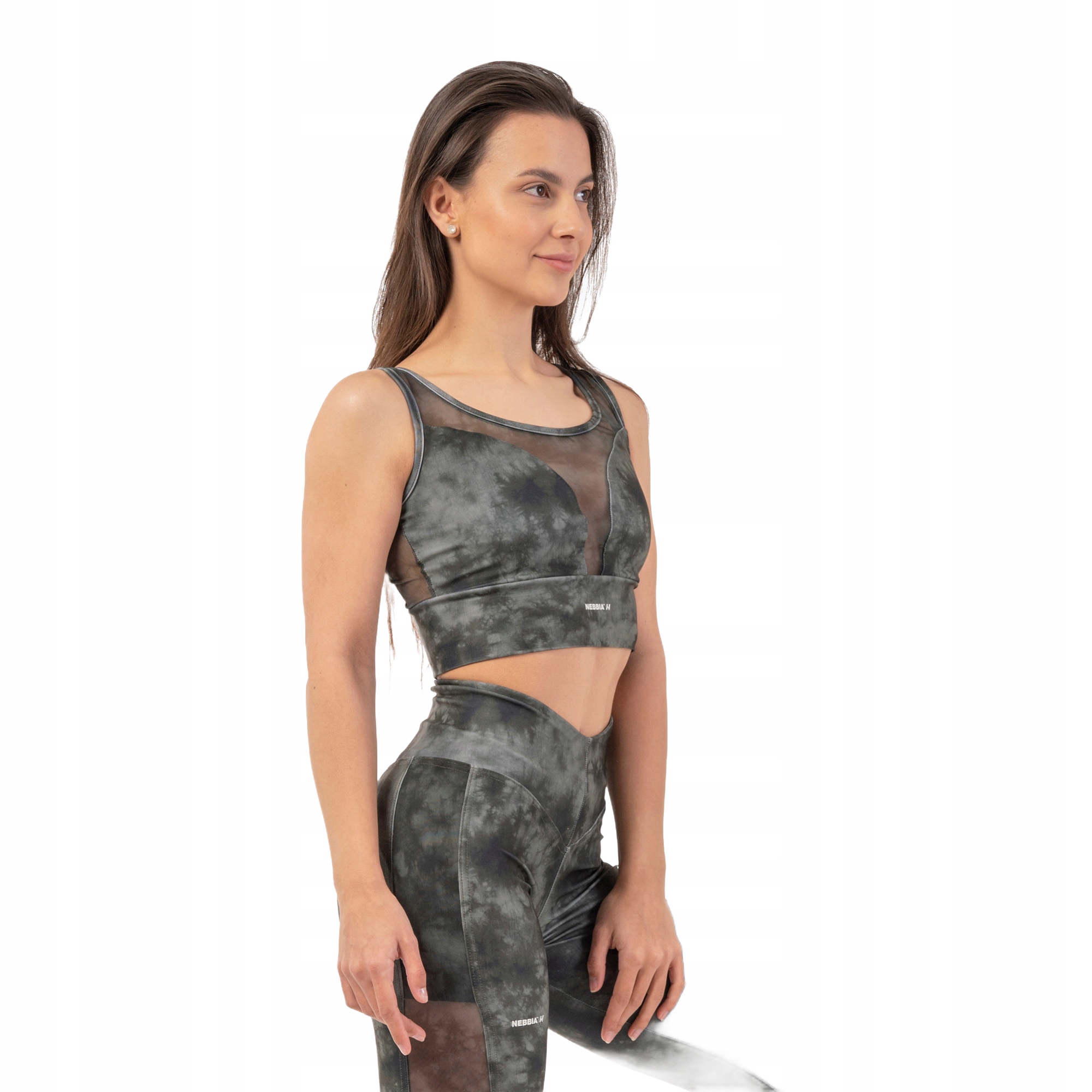 Biustonosz fitness Nebbia Mesh Sports "Breathe" camo green L