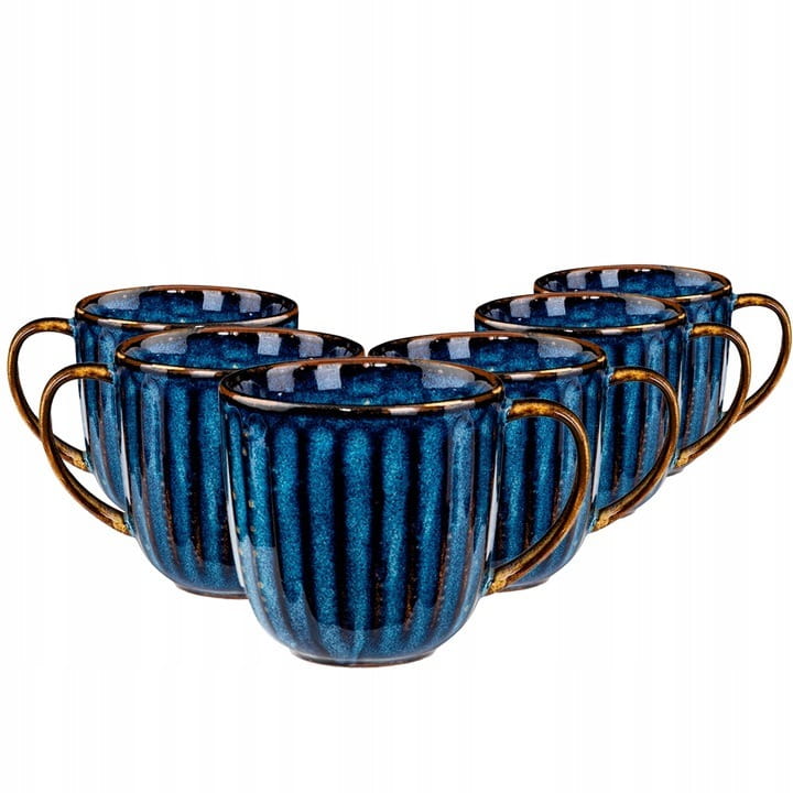 Komplet dużych kubków do kawy herbaty Deep Blue 350ml Porcelana