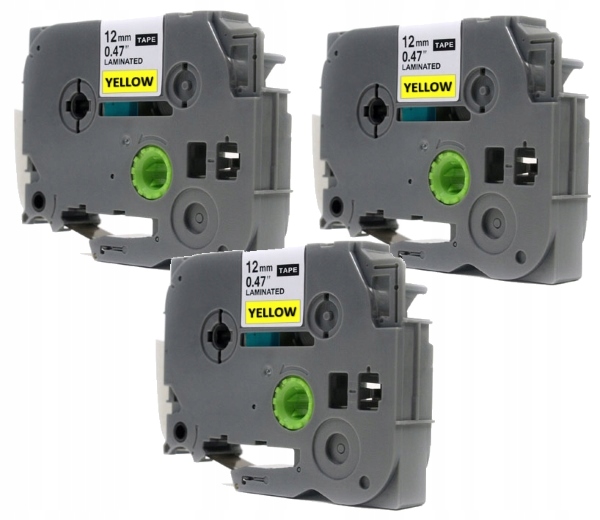 

3x Taśma Zamienna Do Brother TZe-631 12mm 8m Żółta