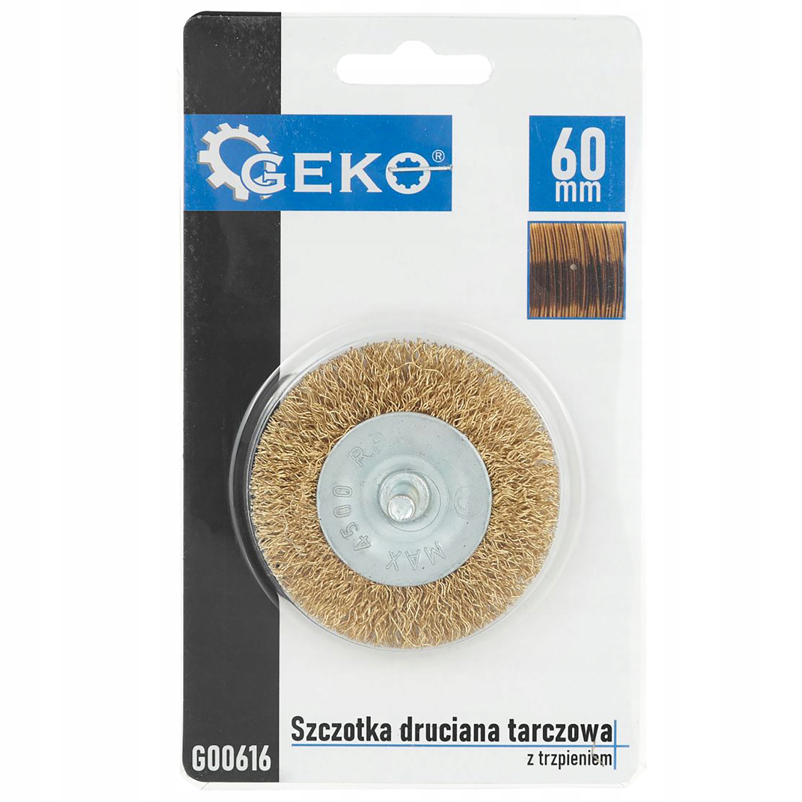 SZCZOTKA DRUCIANA TARCZOWA MOSIĄDZ 60mm Z TRZPIENIEM MOSIĘŻNA MOSIĄDZOWANA Marka Geko