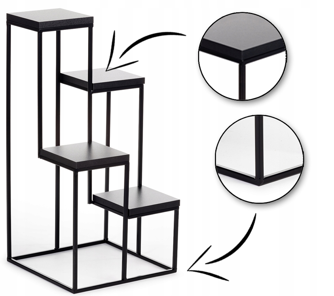 Držiak Na Kvetináč Kaskáda čierna doska 70 cm na kvety Loft