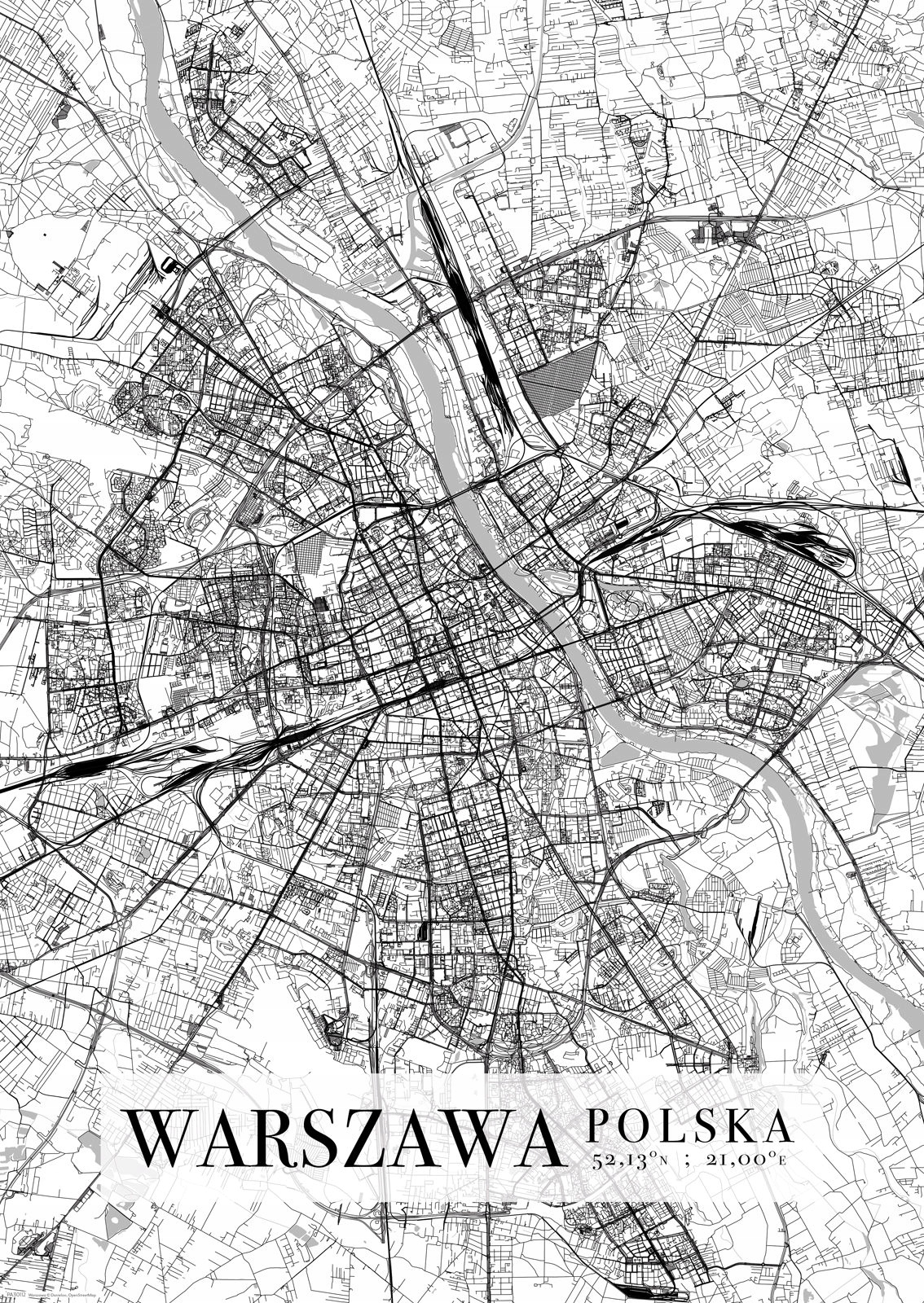 

Warszawa Mapa Miasta plakat A3 29,7x42 cm
