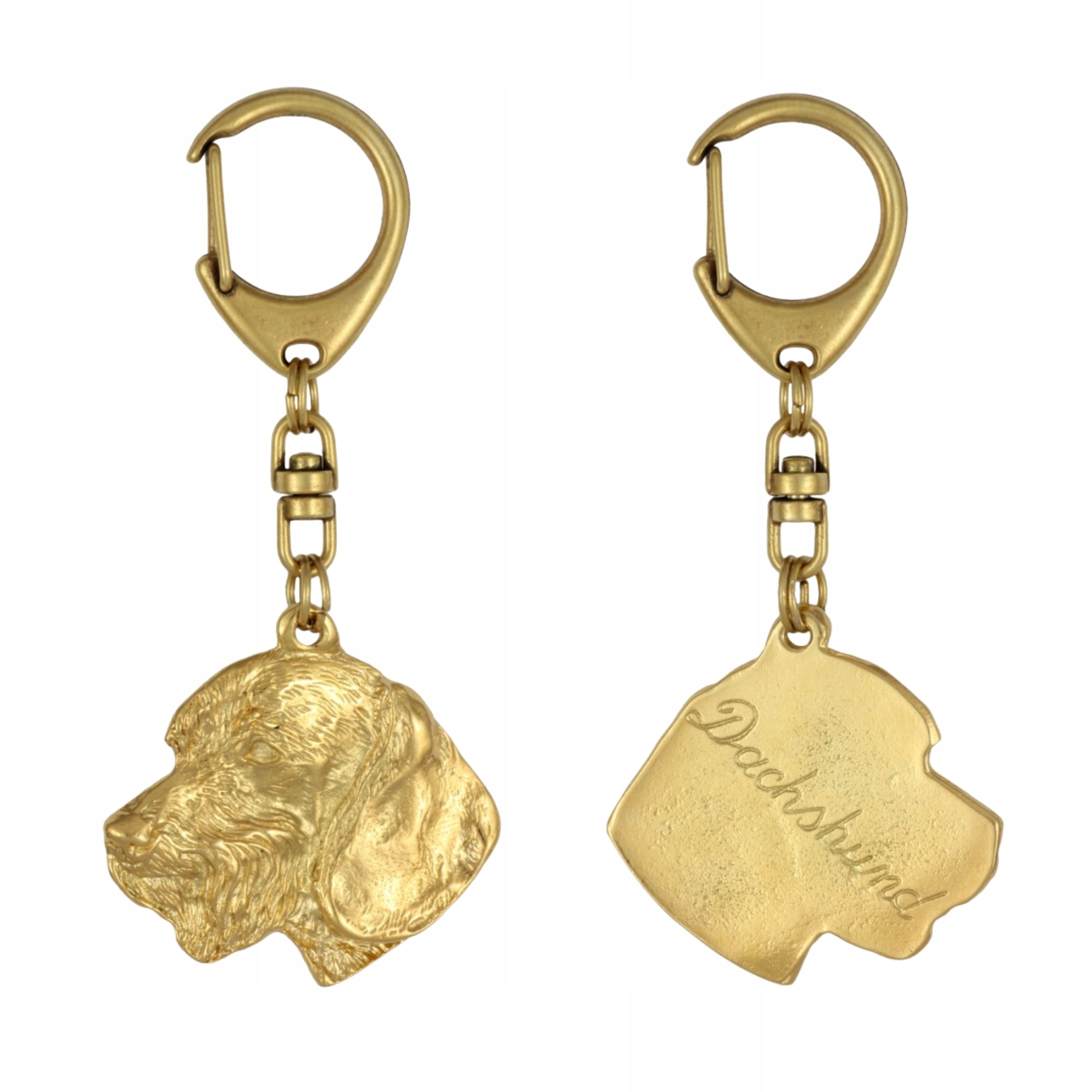 Jezevčík drsnosrstý III pozlacený přívěsek na klíče na klíče se psem v krabičce